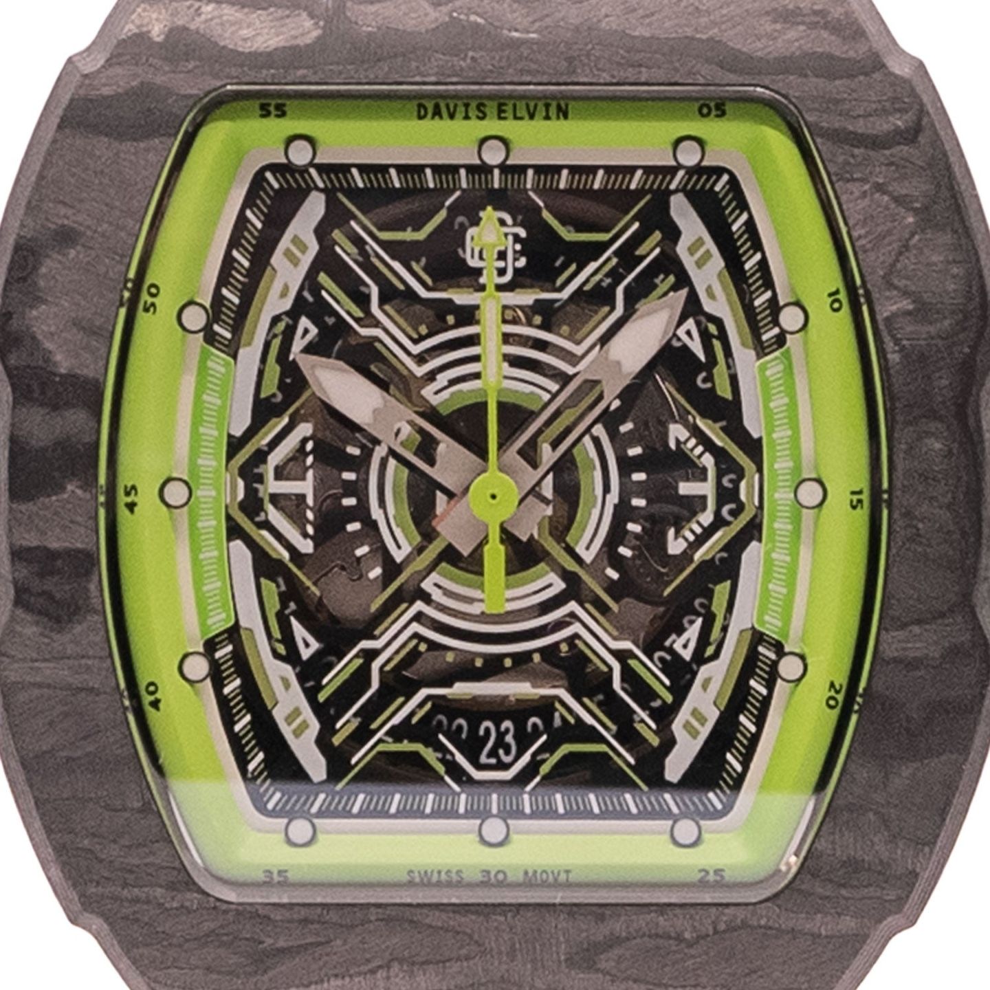 Davis Elvin DR05-X3 (Onbekend (willekeurig serienummer)) - Transparant wijzerplaat 40mm Titanium (2/5)