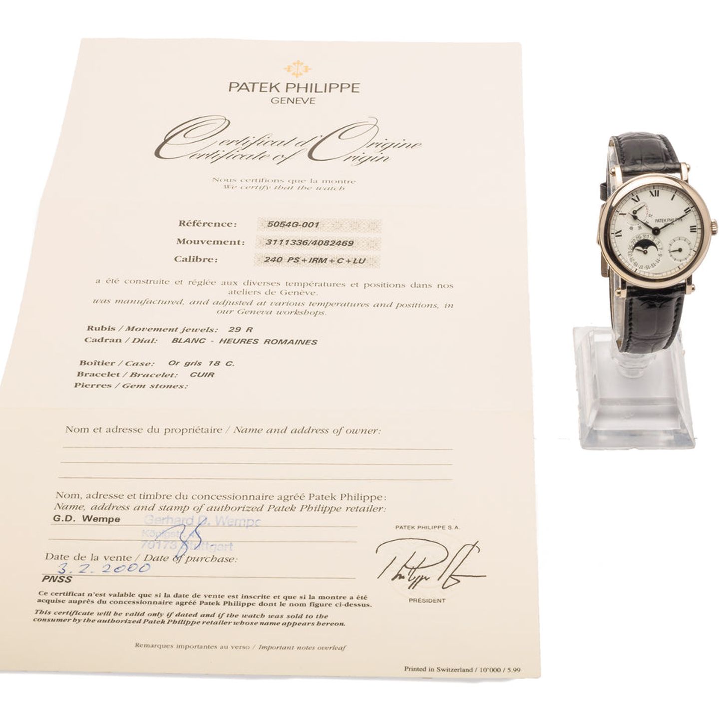 Patek Philippe Complications 5054G (2000) - White dial 36 mm White Gold case (7/7)