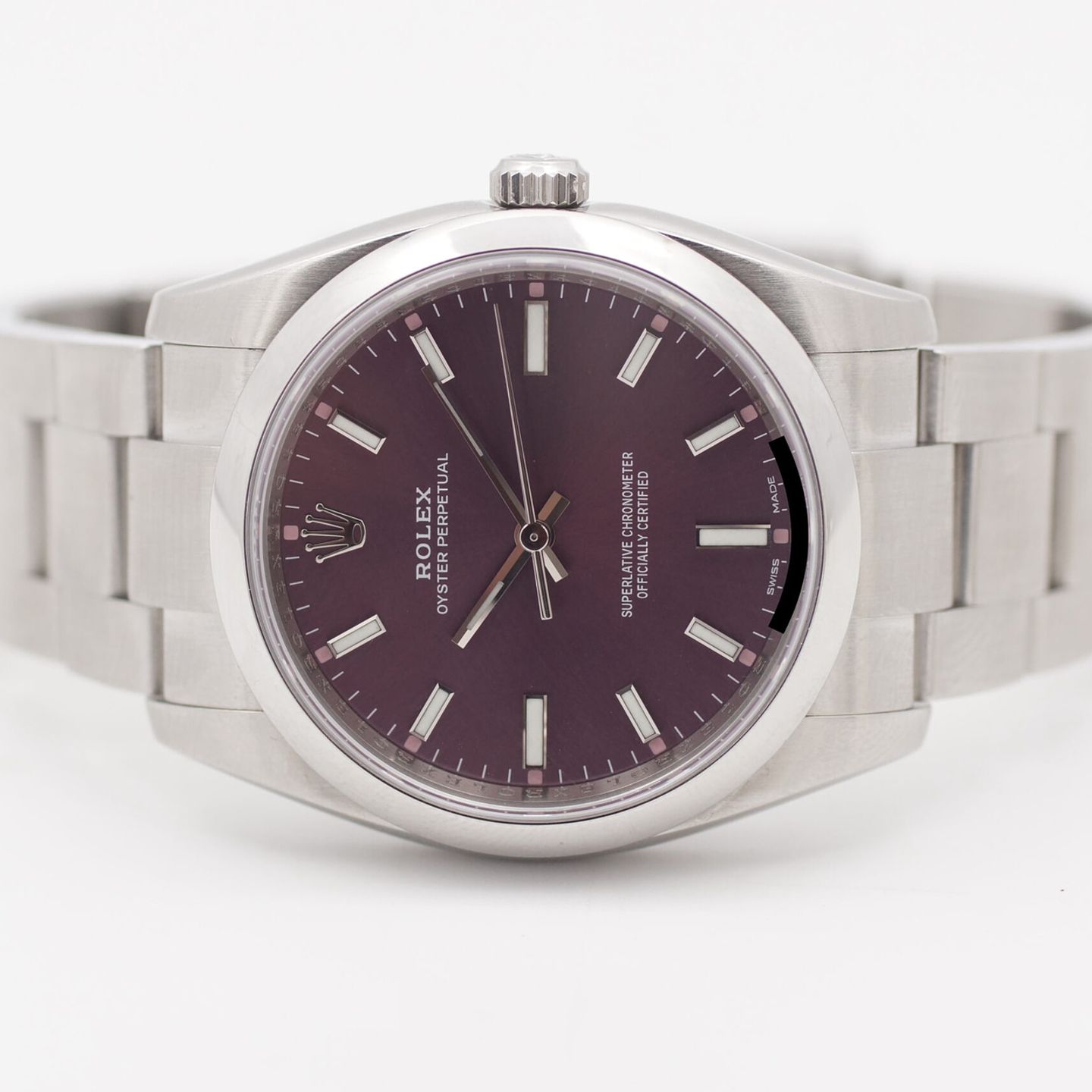 Rolex Oyster Perpetual 34 114200 (2009) - Purple dial 34 mm Steel case (8/8)