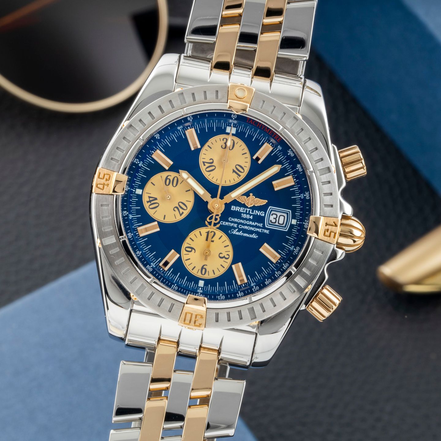 Breitling Chronomat Evolution B13356 (Unknown (random serial)) - Blue dial 44 mm Steel case (3/8)