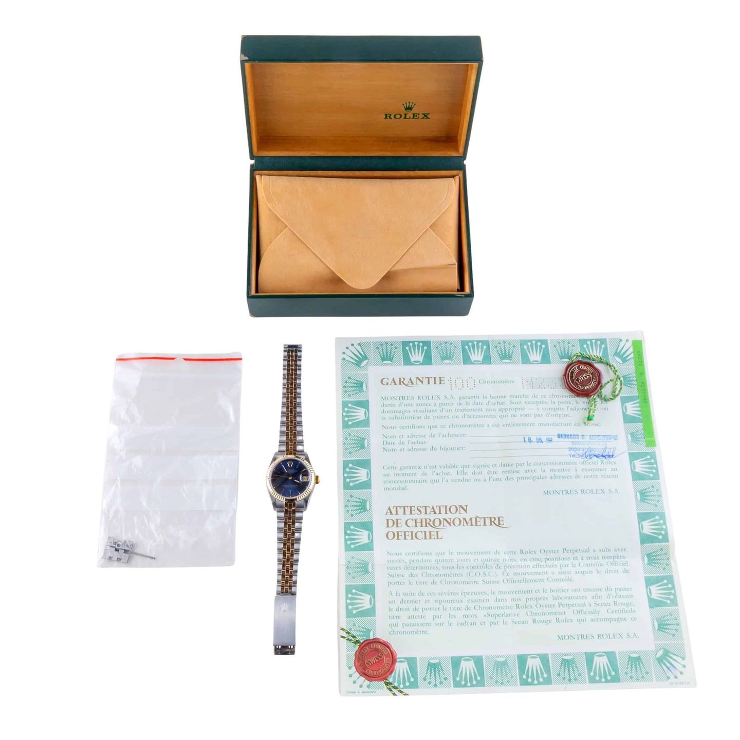 Rolex Datejust 31 68273 (1991) - Blue dial 31 mm Gold/Steel case (8/8)