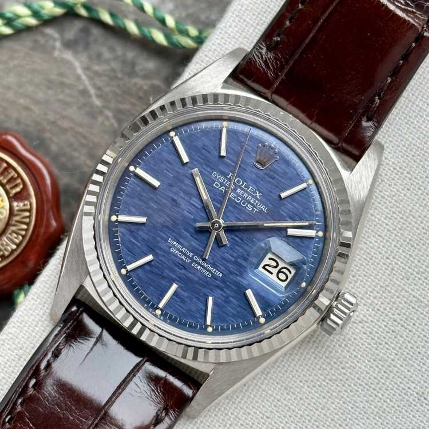 Rolex Datejust 1601/9 (1972) - Blue dial 36 mm White Gold case (3/10)