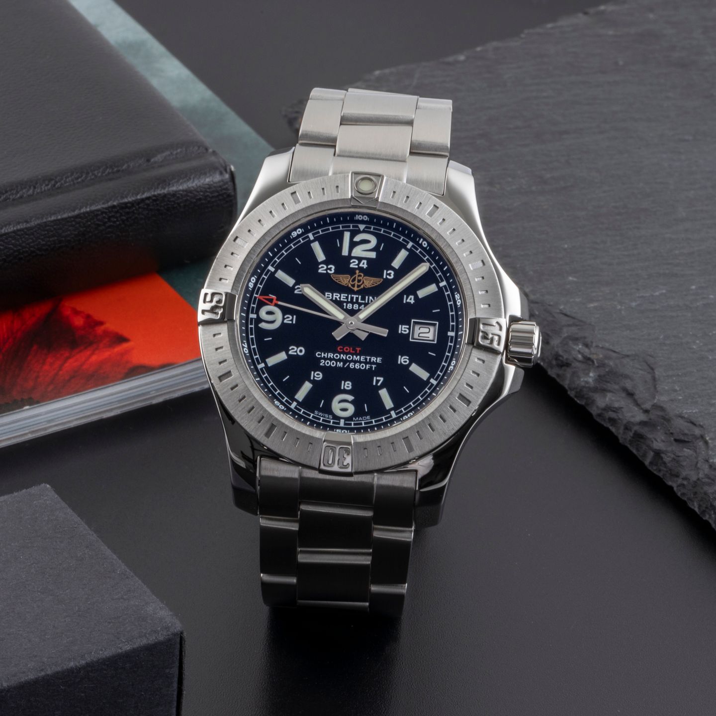 Breitling Colt Quartz A7438811/BD45 (Unknown (random serial)) - Black dial 44 mm Steel case (1/8)