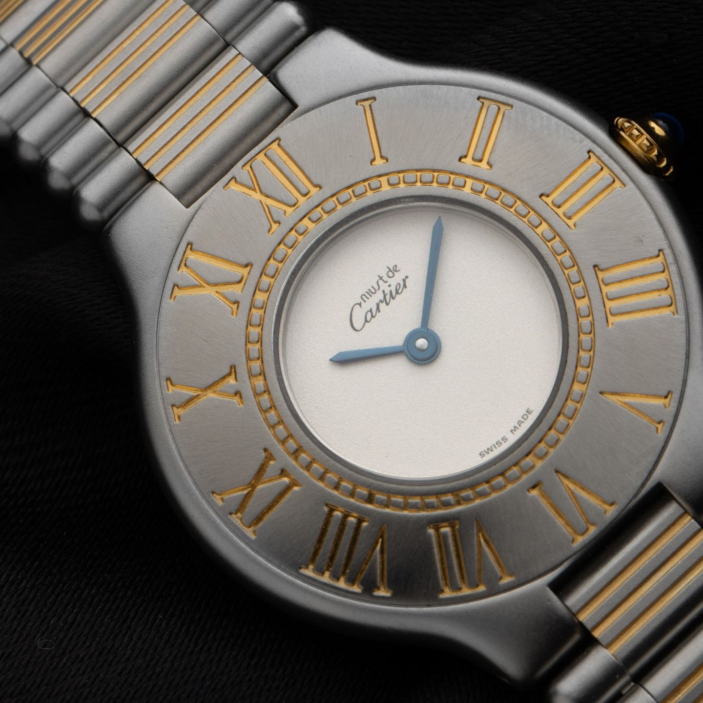 Cartier 21 Must de Cartier 9010 (1992) - Wit wijzerplaat 30mm Goud/Staal (3/8)