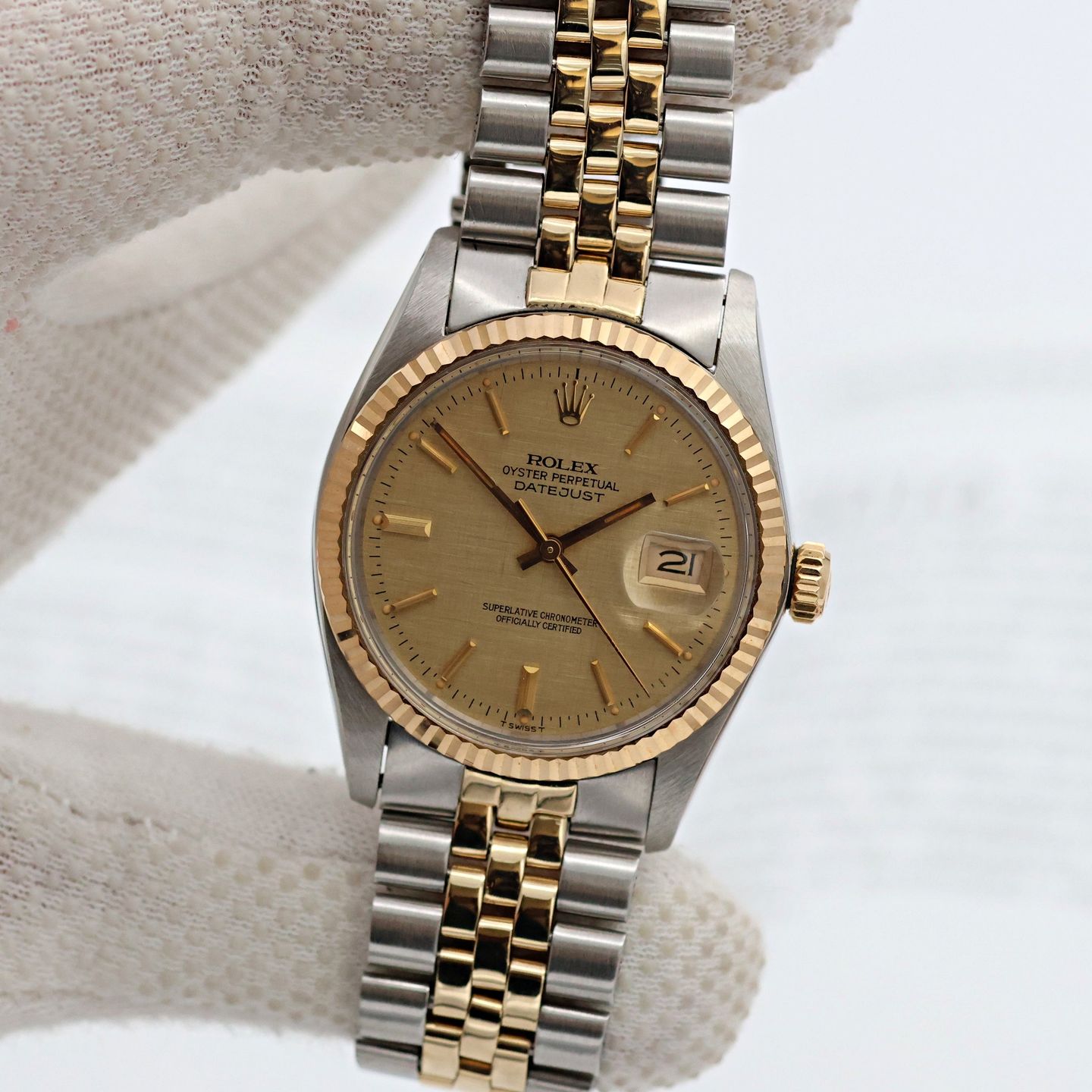 Rolex Datejust 36 16013 (Unknown (random serial)) - Champagne dial 36 mm Gold/Steel case (5/8)