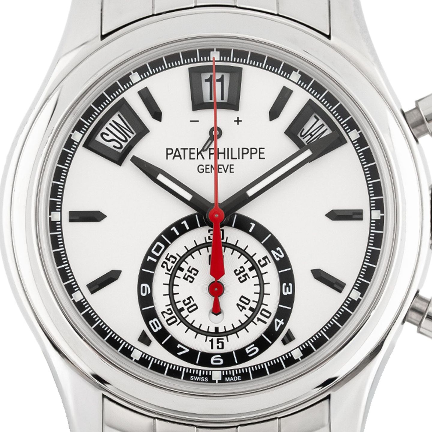 Patek Philippe Annual Calendar Chronograph 5960/1A-001 (2017) - Zilver wijzerplaat 41mm Staal (2/7)