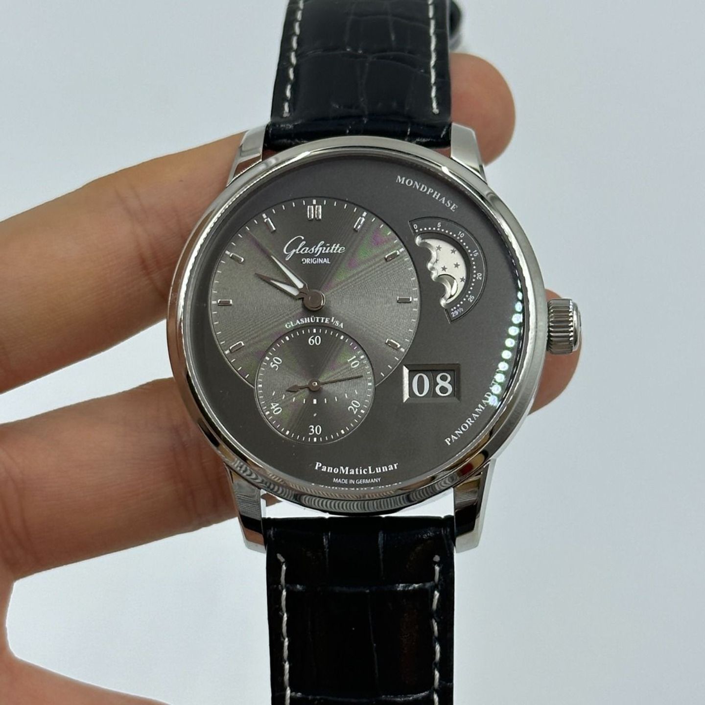 Glashütte Original PanoMaticLunar 1-90-02-43-32-05 (2024) - Grey dial 40 mm Steel case (6/8)