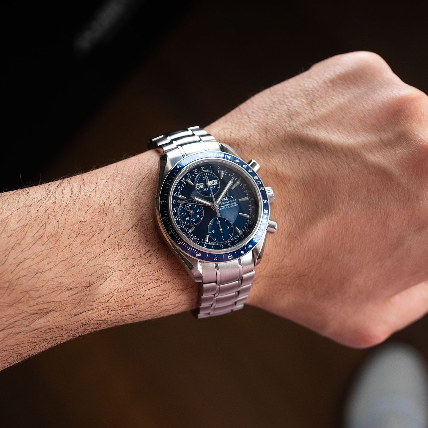 Omega Speedmaster Day Date 3222.80.00 (2008) - Blauw wijzerplaat 40mm Staal (5/6)
