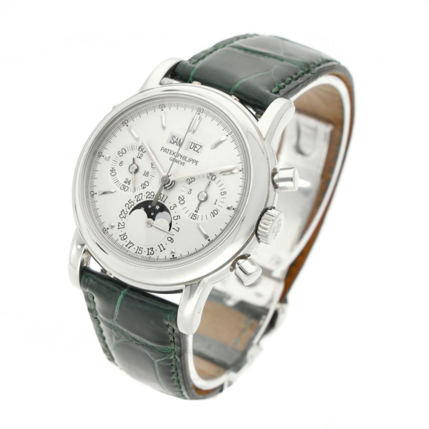 Patek Philippe Perpetual Calendar Chronograph 3970E (1998) - Silver dial 37 mm Yellow Gold case (2/7)