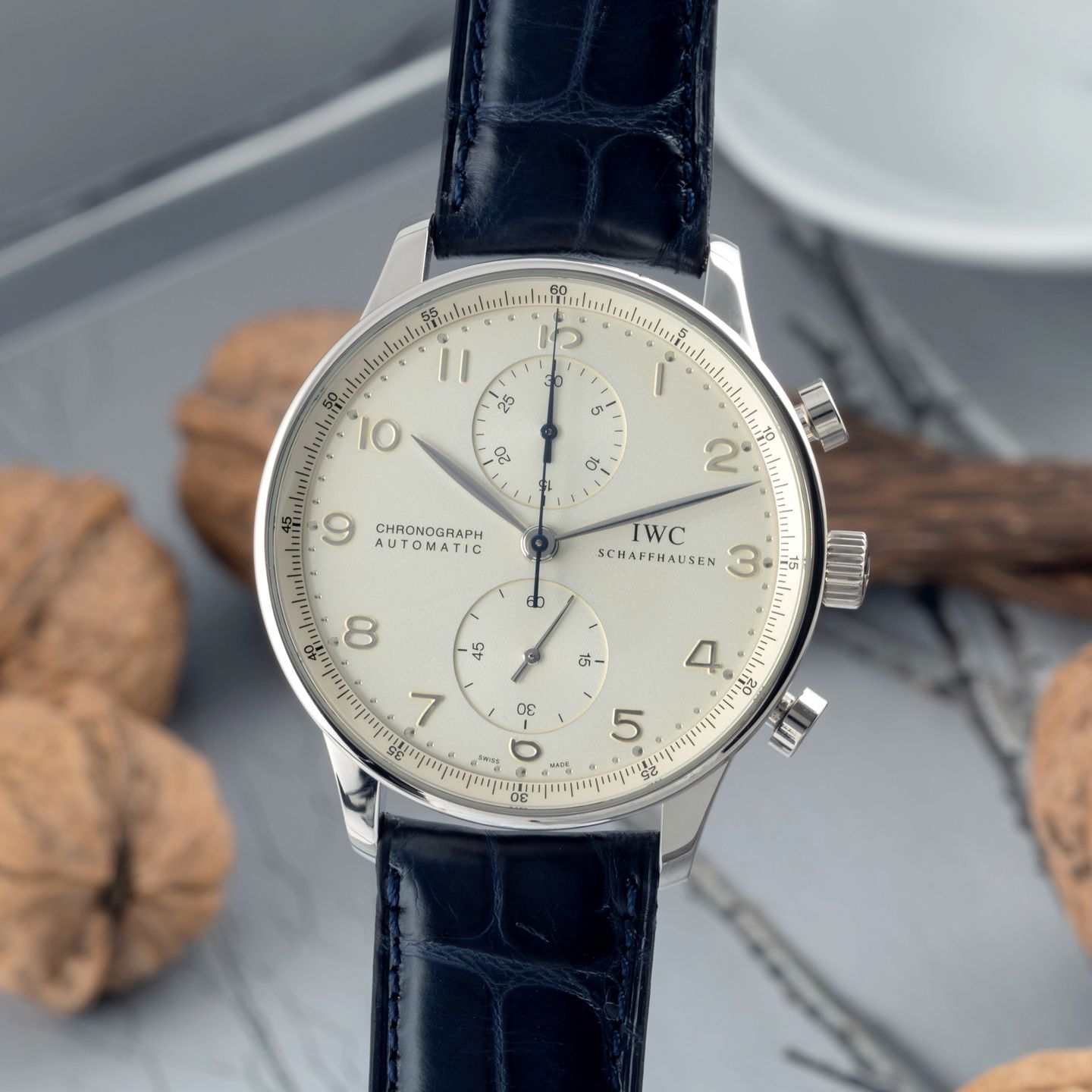 IWC Portuguese Chronograph IW371405 (2005) - Zilver wijzerplaat 41mm Witgoud (3/8)