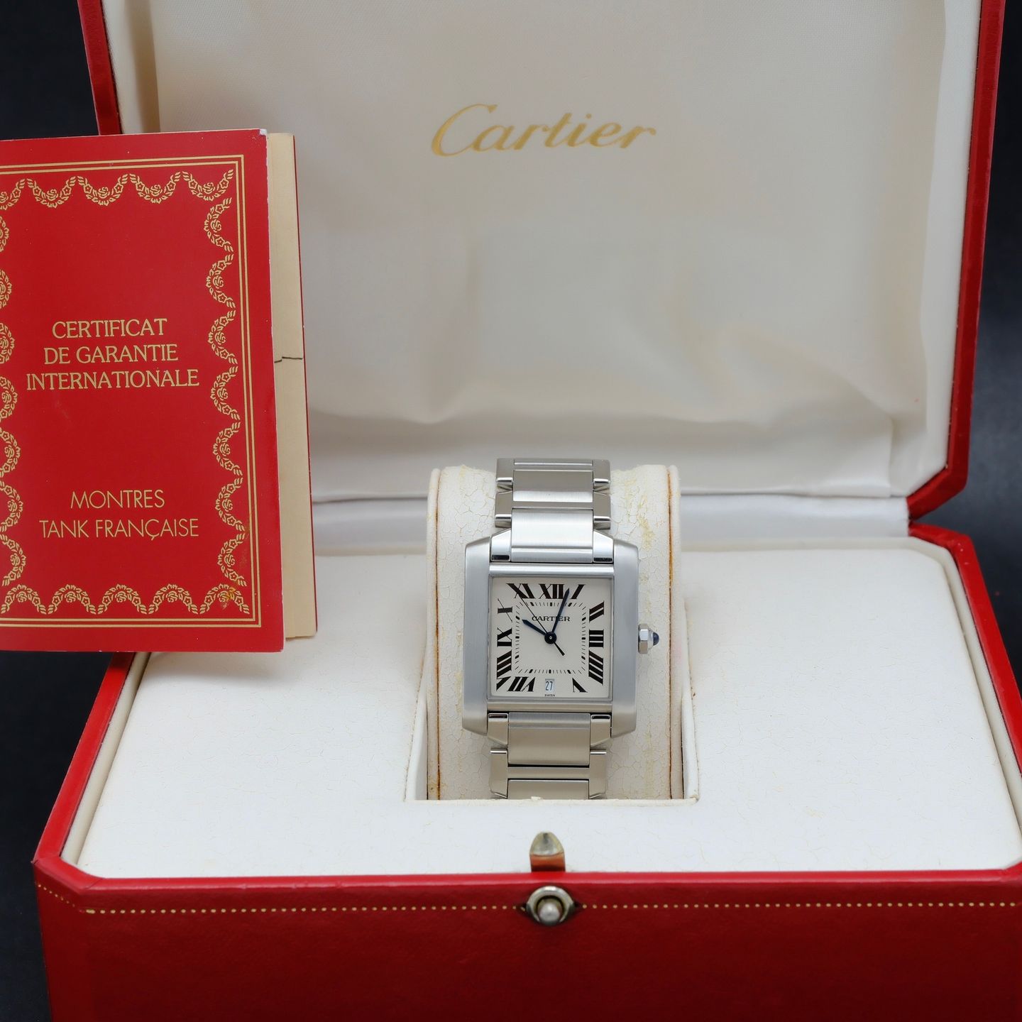 Cartier Tank Française 2302 (1998) - Silver dial 28 mm Steel case (3/8)