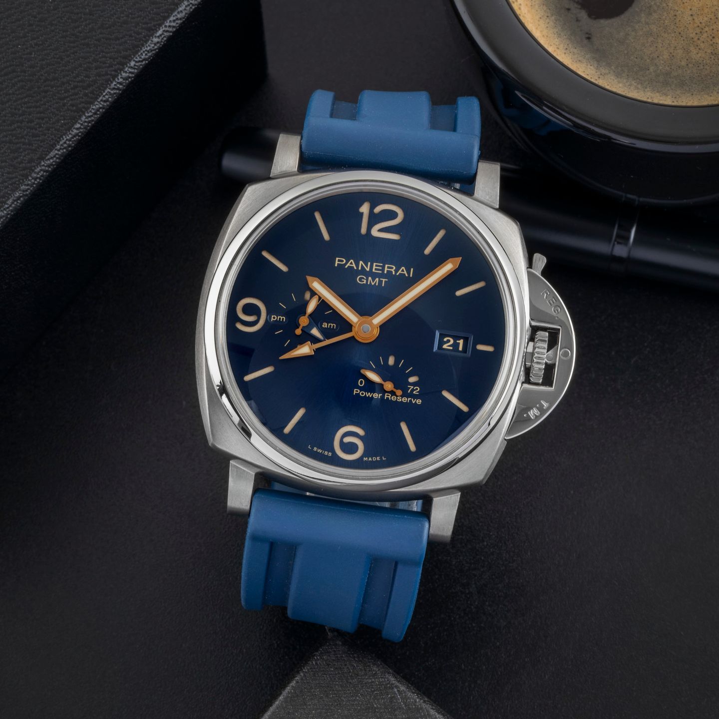 Panerai Luminor Due PAM00964 (Unknown (random serial)) - Blue dial 45 mm Titanium case (1/8)