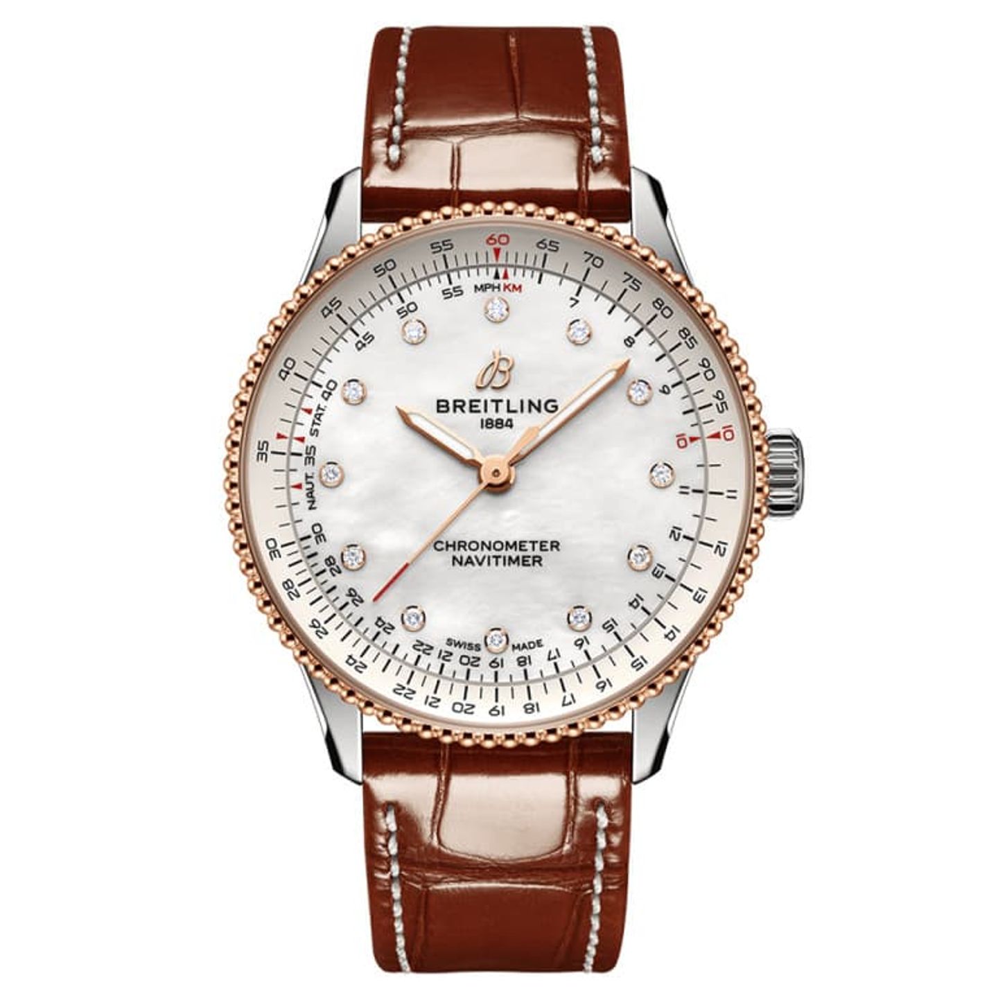 Breitling Navitimer U17327211A1P1 (2024) - Parelmoer wijzerplaat 36mm Goud/Staal (1/1)