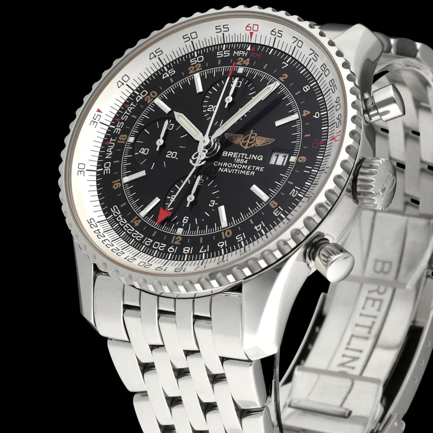 Breitling Navitimer World A24322 (2010) - Black dial 46 mm Steel case (7/8)