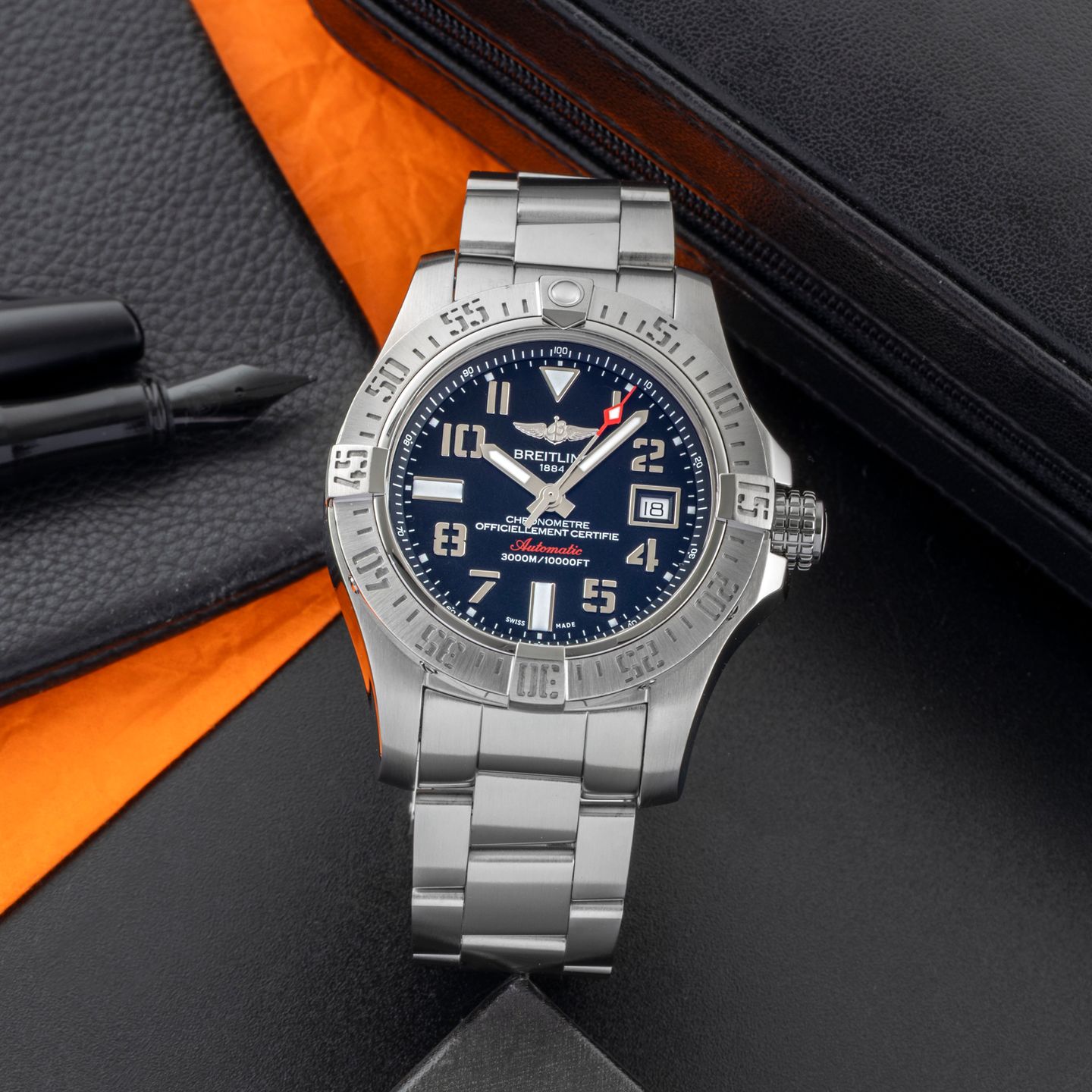 Breitling Avenger II Seawolf A17331 (Unknown (random serial)) - Black dial 45 mm Steel case (1/8)