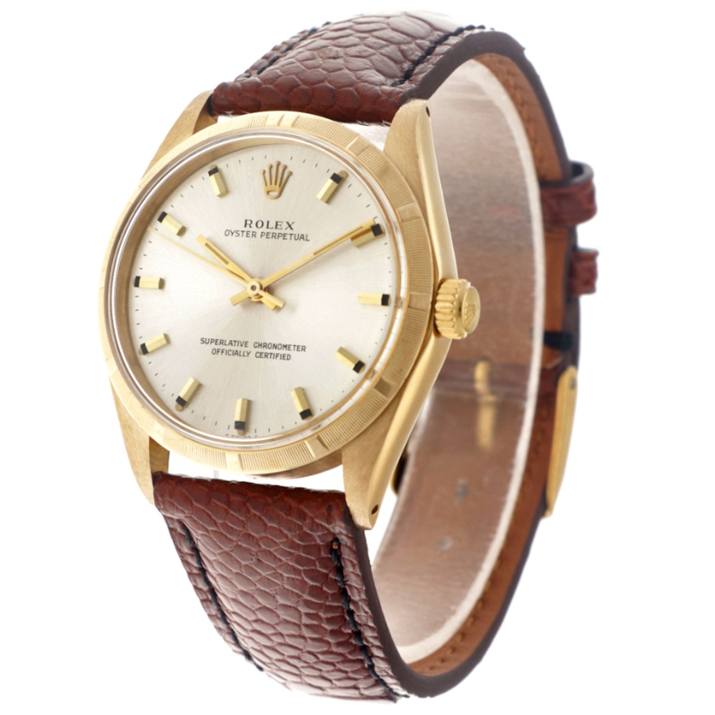 Rolex Oyster Perpetual 1050 (Unknown (random serial)) - Silver dial 34 mm Yellow Gold case (2/5)