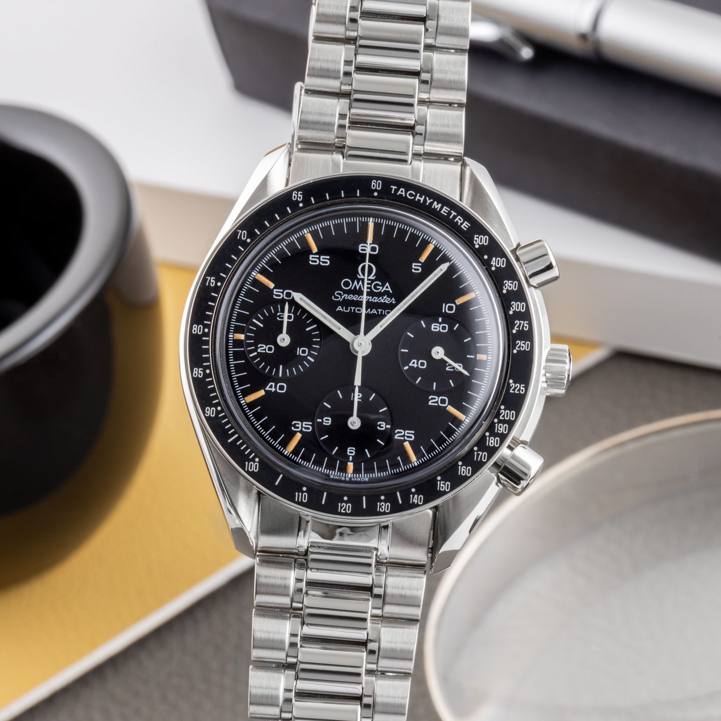 Omega Speedmaster Reduced 3510.50.00 (Onbekend (willekeurig serienummer)) - Zwart wijzerplaat 39mm Staal (3/8)