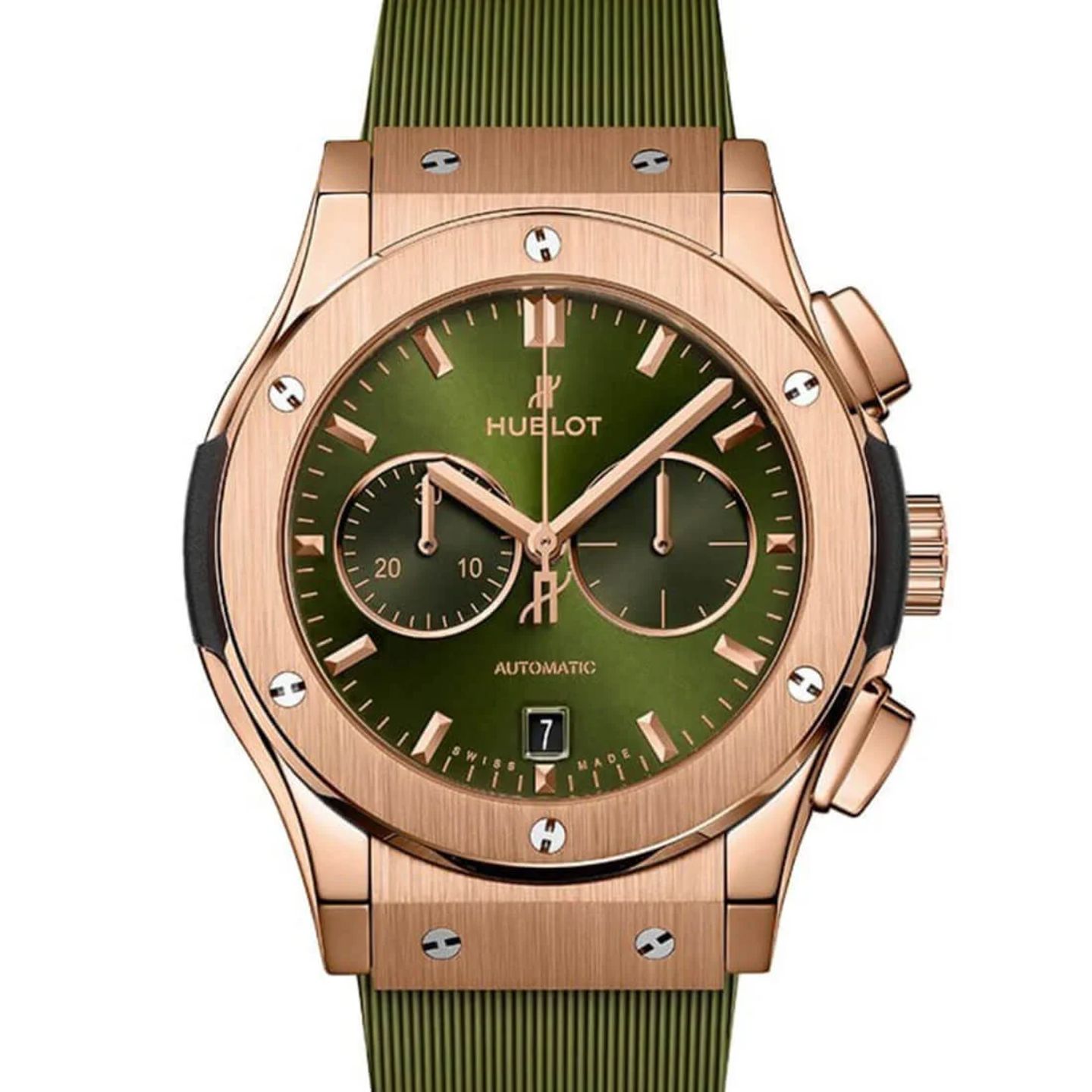 Hublot Classic Fusion Chronograph 541.OX.8980.RX (2023) - Green dial 42 mm Rose Gold case (1/3)