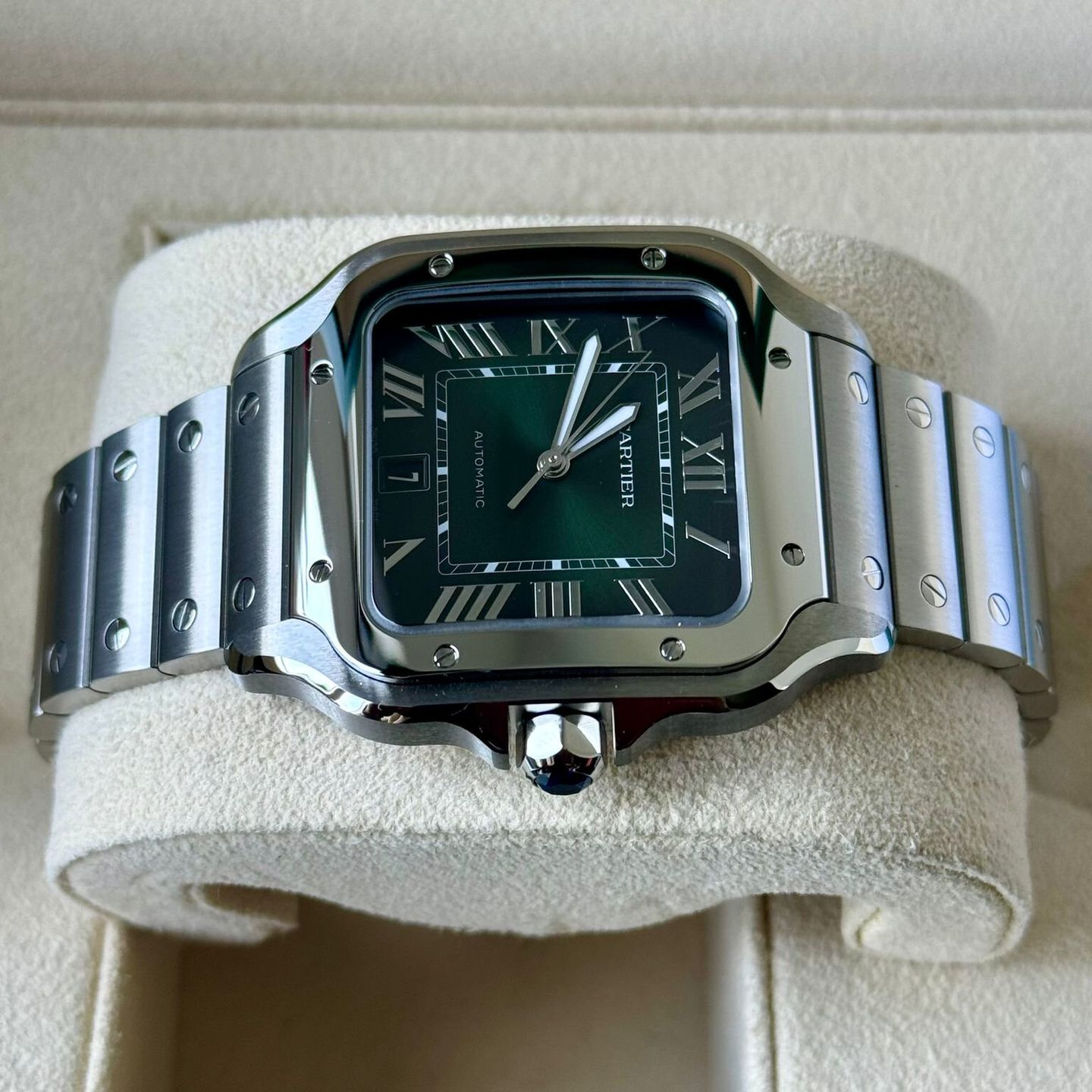 Cartier Santos WSSA0062 (2024) - Green dial 40 mm Steel case (4/7)