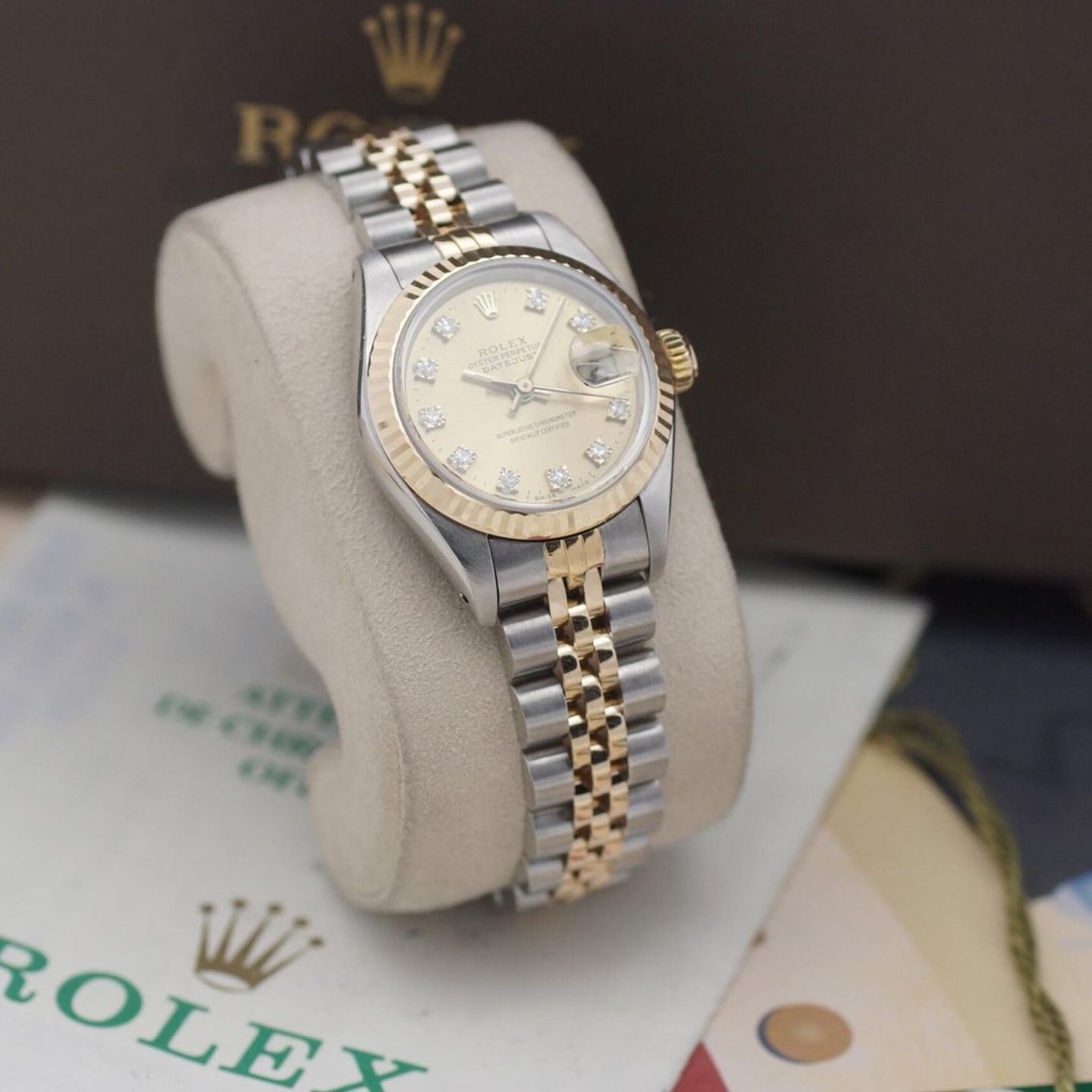 Rolex Lady-Datejust 69173 (1988) - Champagne dial 26 mm Gold/Steel case (1/8)