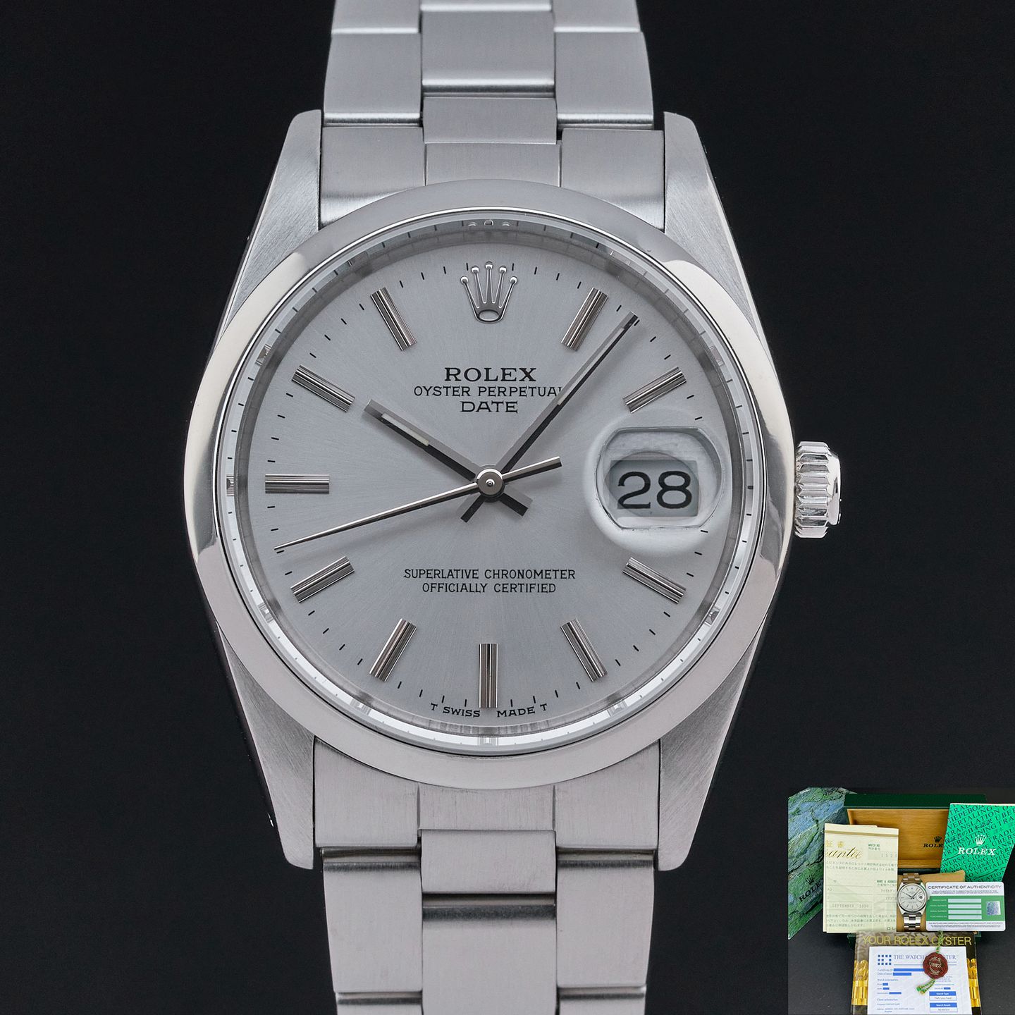 Rolex Oyster Perpetual Date 15200 (1989) - 34mm Staal (1/8)