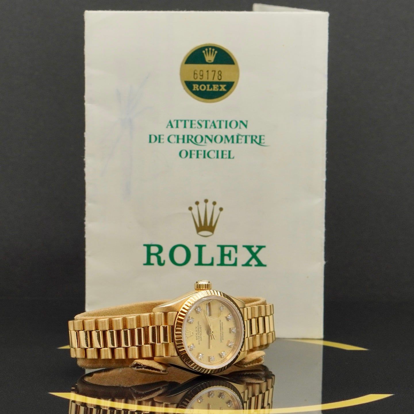 Rolex Lady-Datejust 69178 (1986) - Gold dial 26 mm Yellow Gold case (5/7)