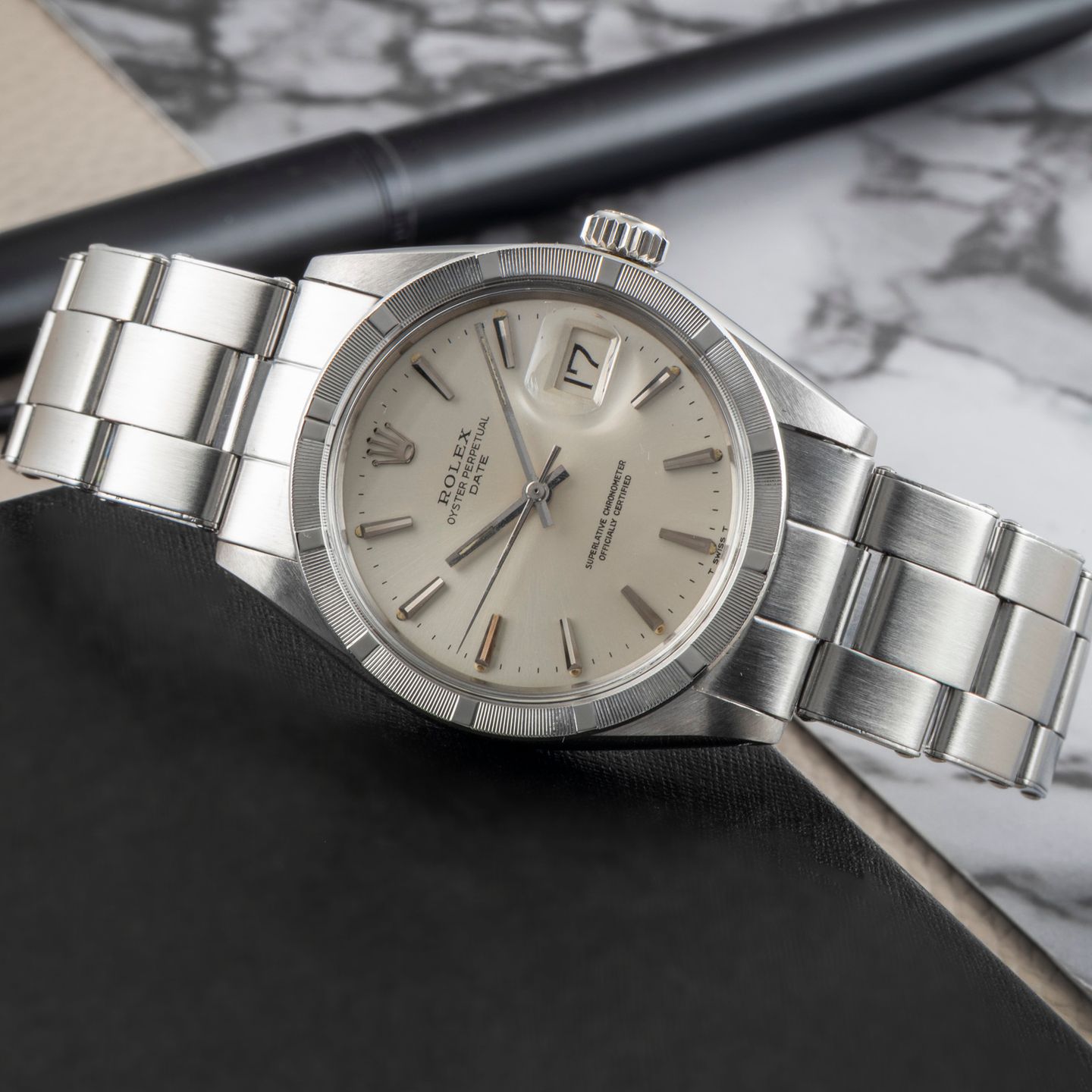 Rolex Oyster Perpetual Date 1501 (1969) - Zilver wijzerplaat 34mm Staal (2/8)