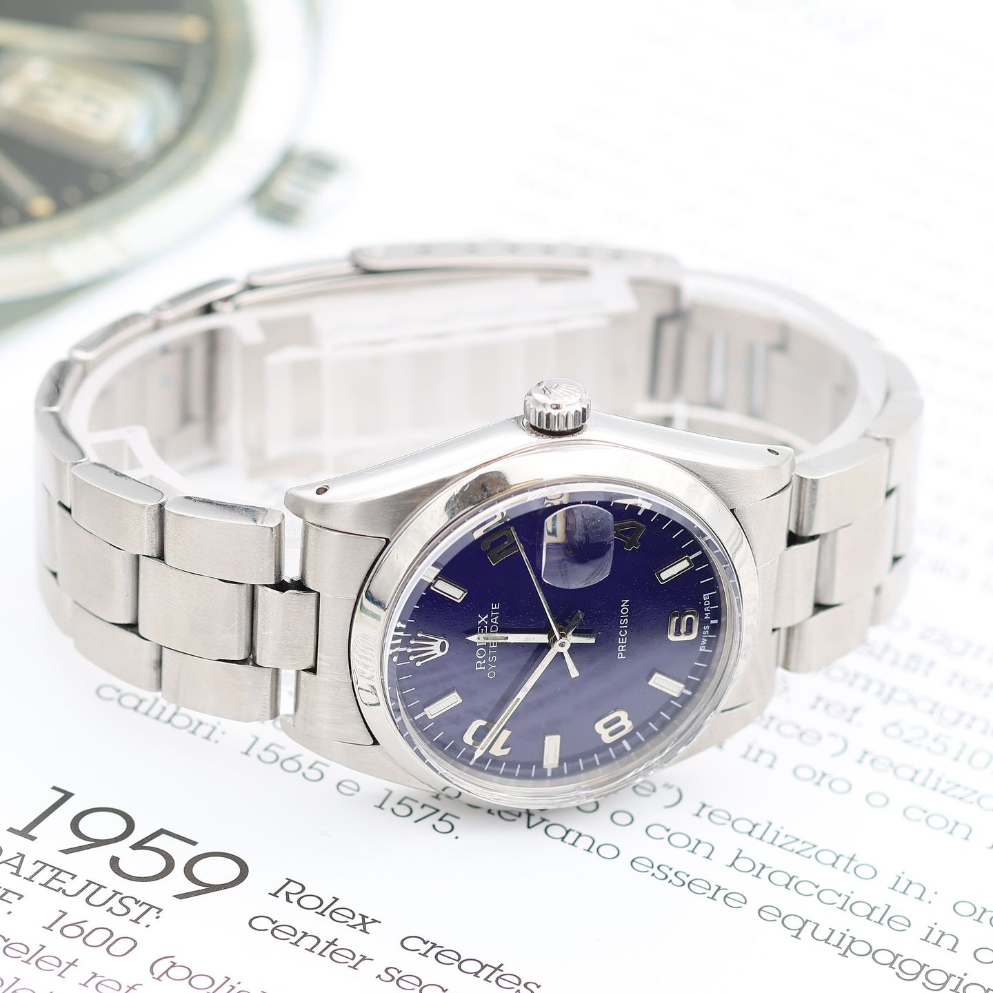 Rolex Oyster Precision 6694 (Unknown (random serial)) - Blue dial 34 mm Steel case (4/8)