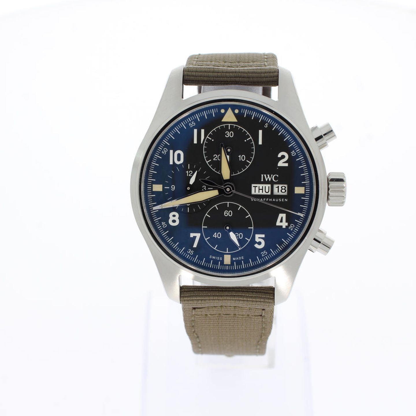 IWC Pilot Spitfire Chronograph IW387901 (2025) - Zwart wijzerplaat 41mm Staal (1/4)
