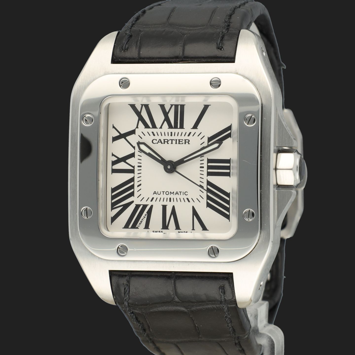 Cartier Santos 100 W20106X8 (2008) - Wit wijzerplaat 33mm Staal (1/8)