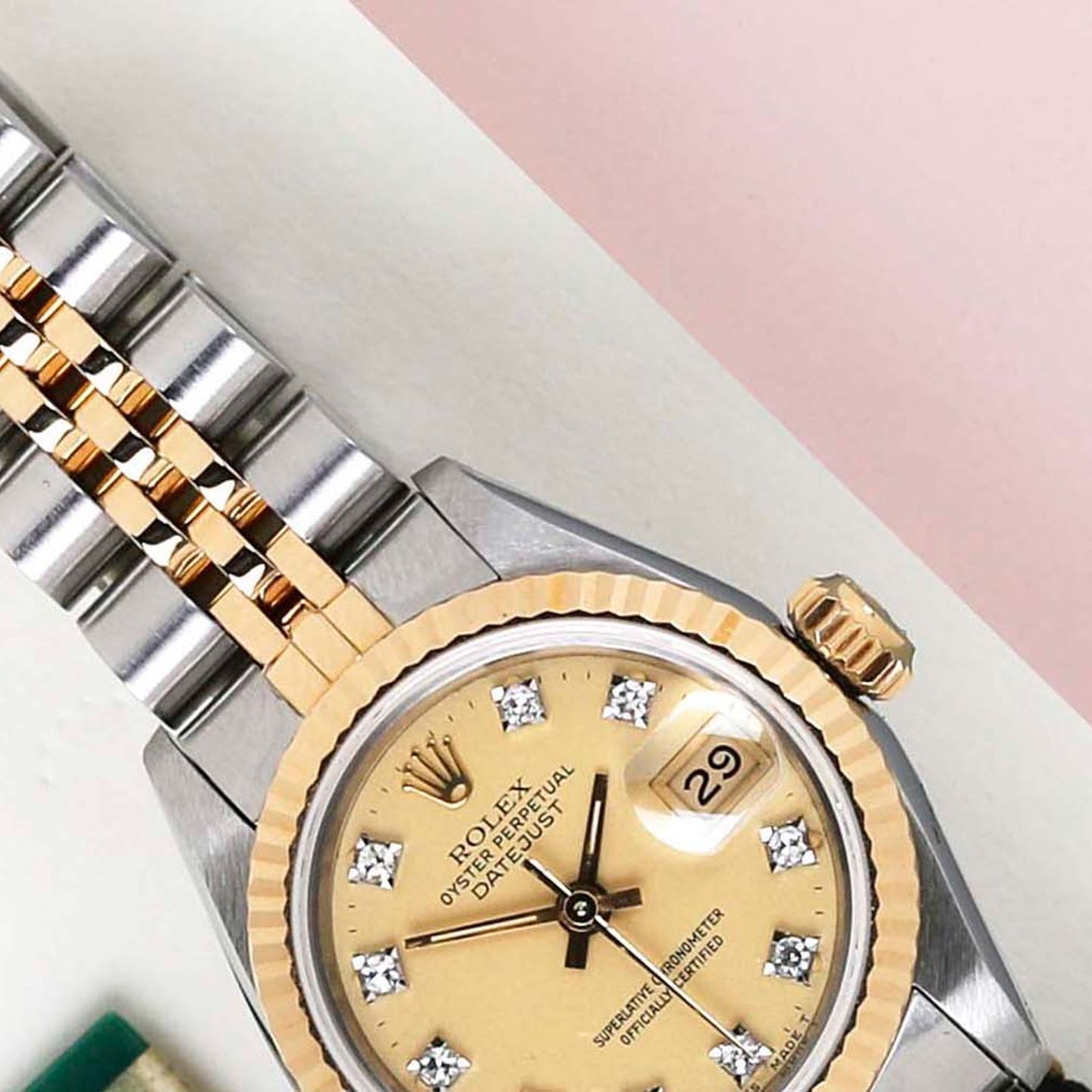 Rolex Lady-Datejust 69173 (1985) - Champagne wijzerplaat 26mm Goud/Staal (3/8)