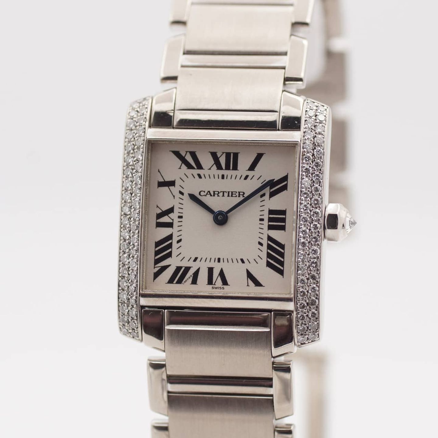 Cartier Tank Française 2404 (Unknown (random serial)) - Silver dial 25 mm White Gold case (4/8)