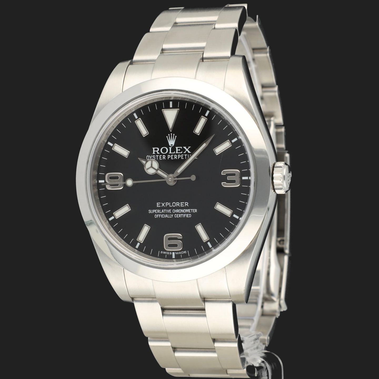 Rolex Explorer 214270 (2013) - Zwart wijzerplaat 39mm Staal (1/8)