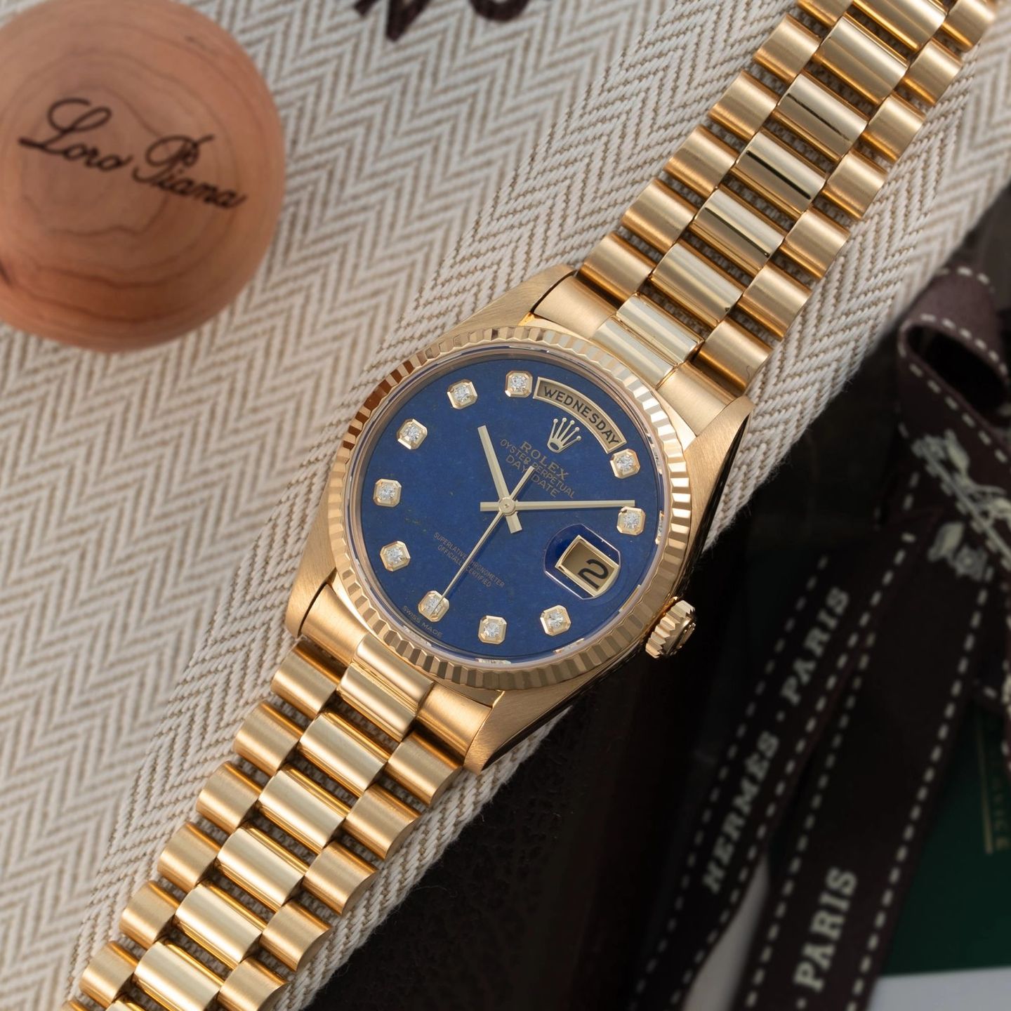 Rolex Day-Date 36 18238 (1989) - Blue dial 36 mm Yellow Gold case (8/8)