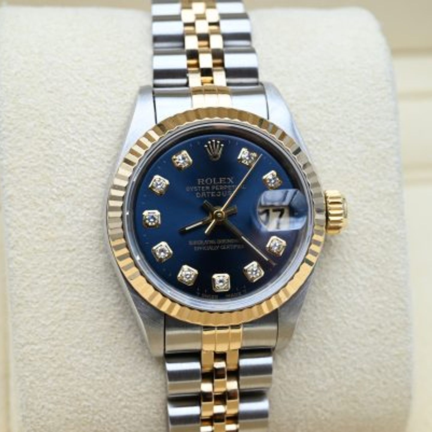 Rolex Lady-Datejust 69173 (1995) - Blue dial 26 mm Gold/Steel case (6/8)