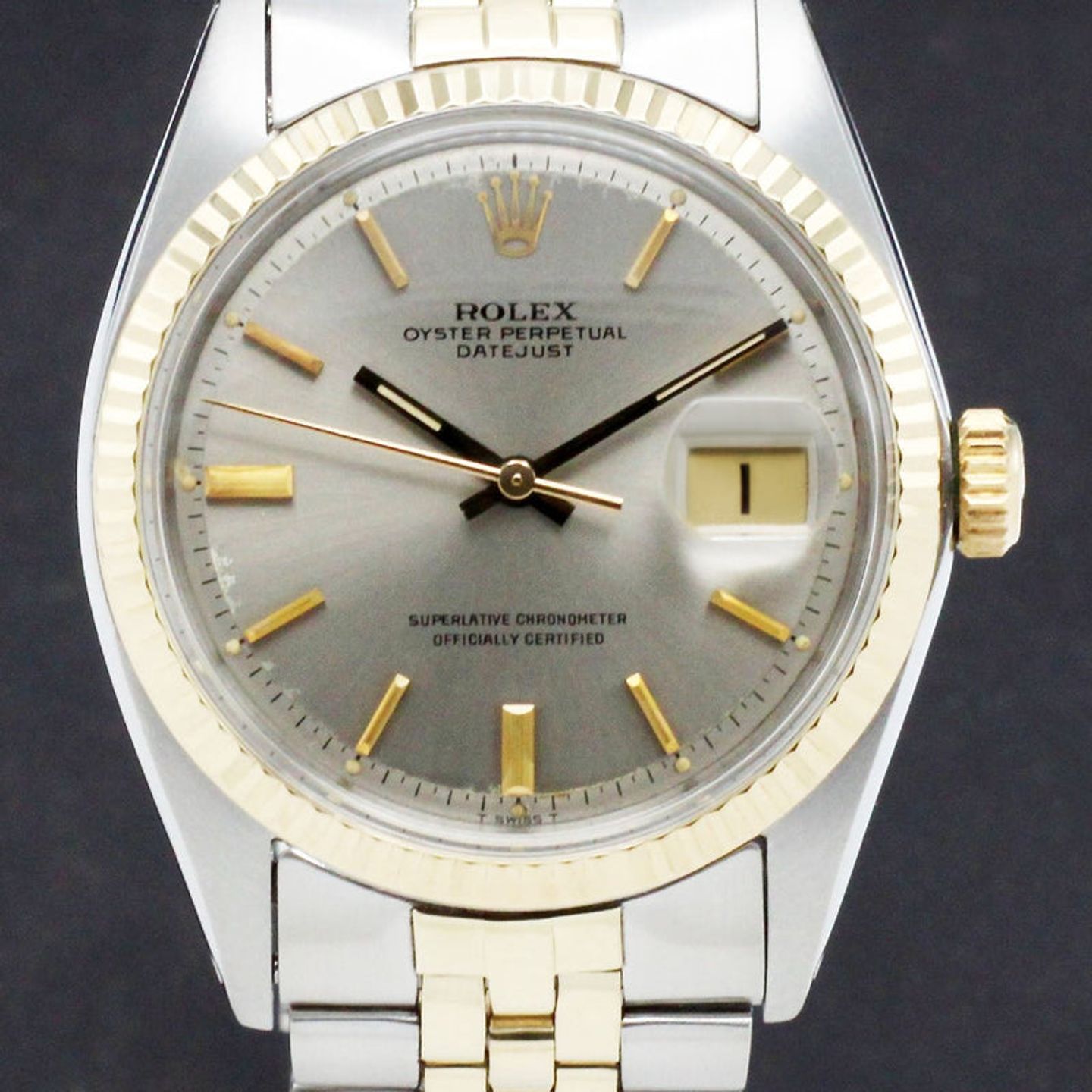 Rolex Datejust 1601 (1969) - Grey dial 36 mm Gold/Steel case (1/7)