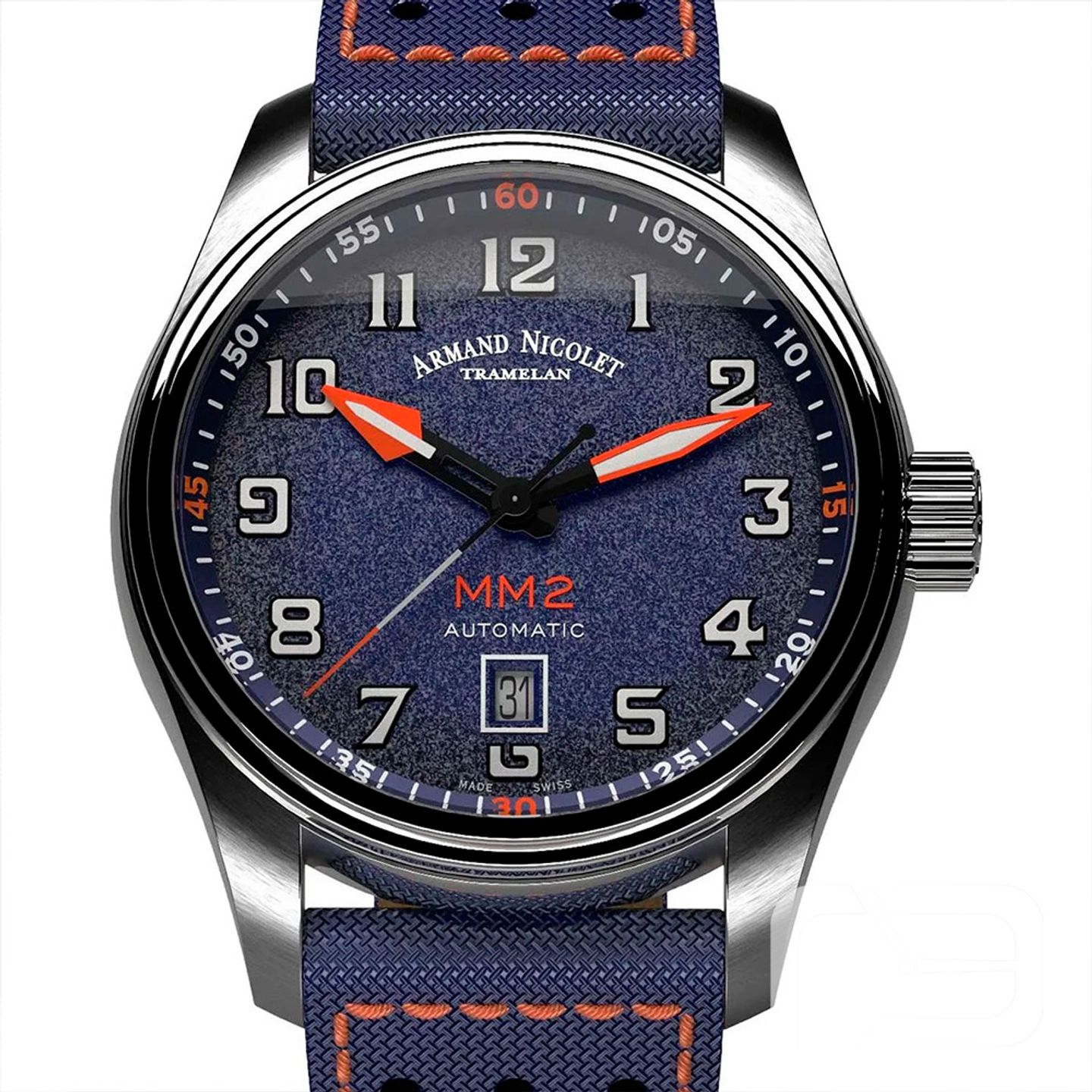 Armand Nicolet MM2 A640P-BN-P0640BO8 (2024) - Blauw wijzerplaat 43mm Staal (1/4)