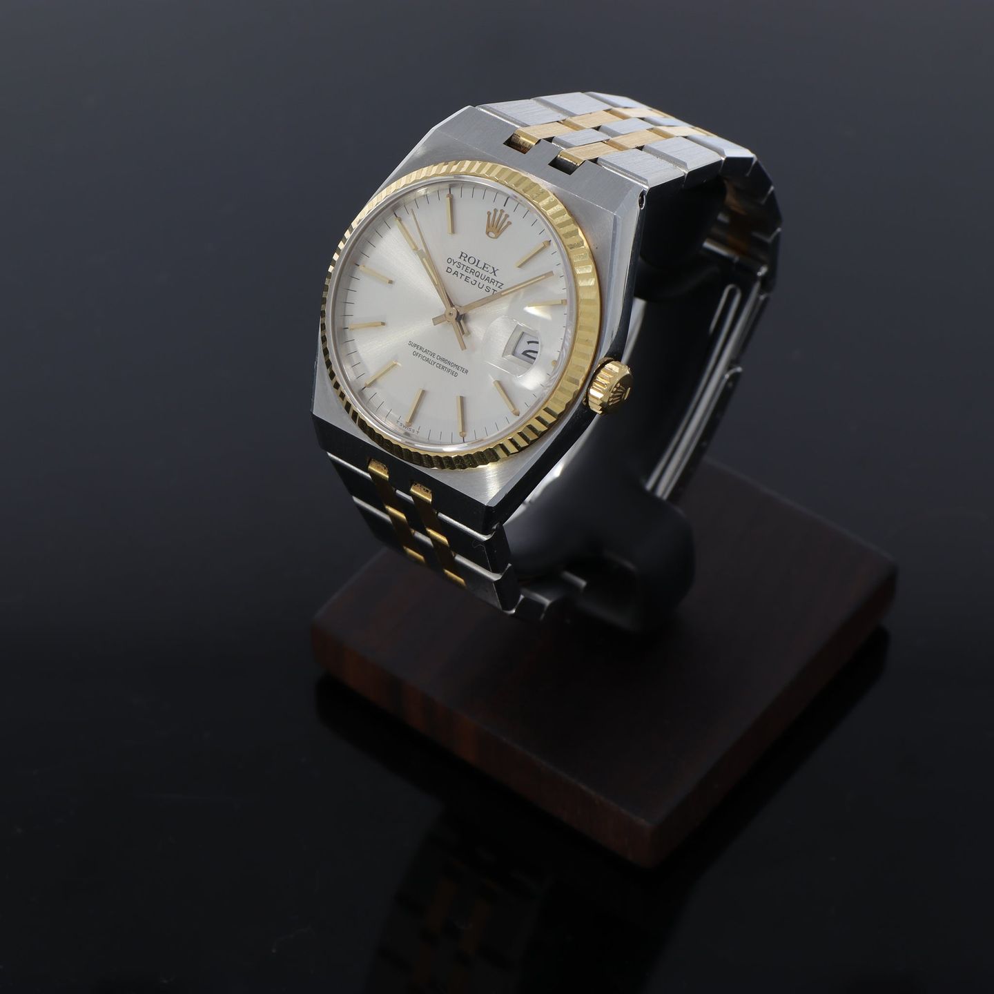 Rolex Datejust Oysterquartz 17013 (1987) - Champagne dial 42 mm Gold/Steel case (3/8)