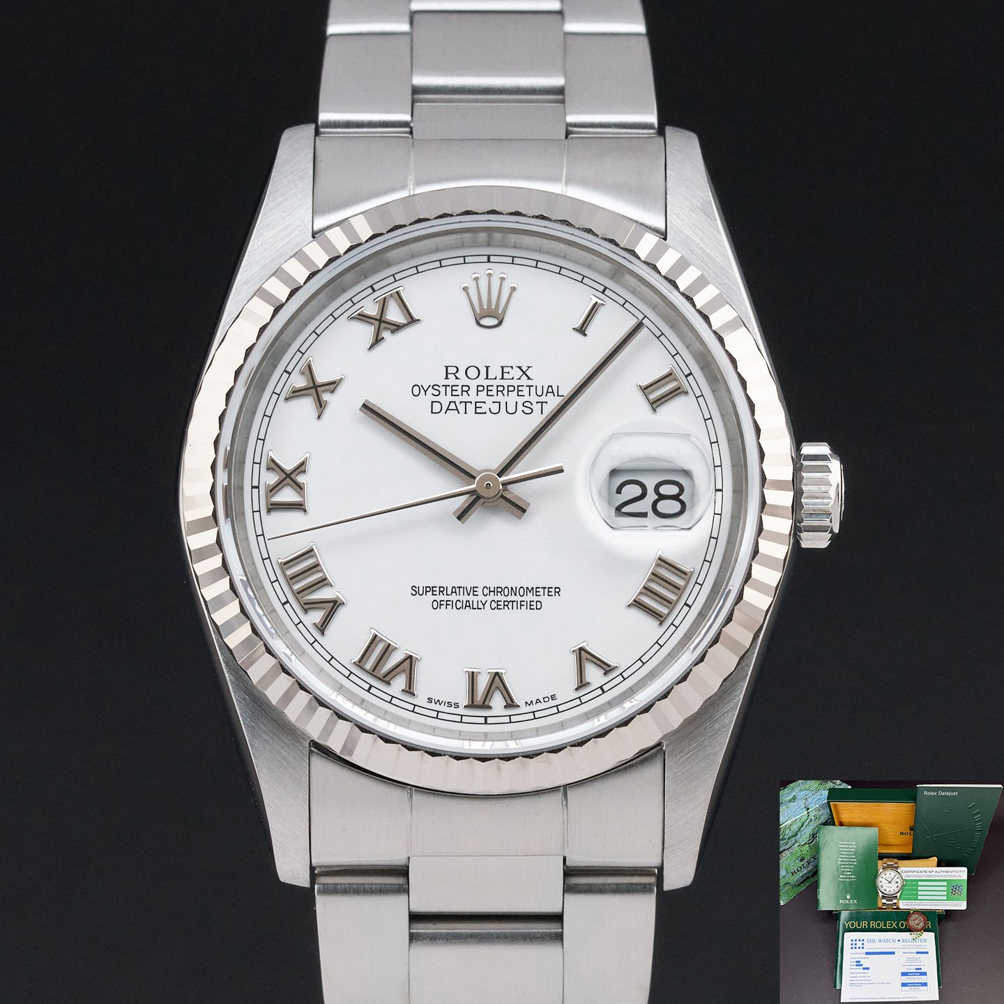 Rolex Datejust 36 16234 (2005) - Wit wijzerplaat 36mm Staal (1/8)