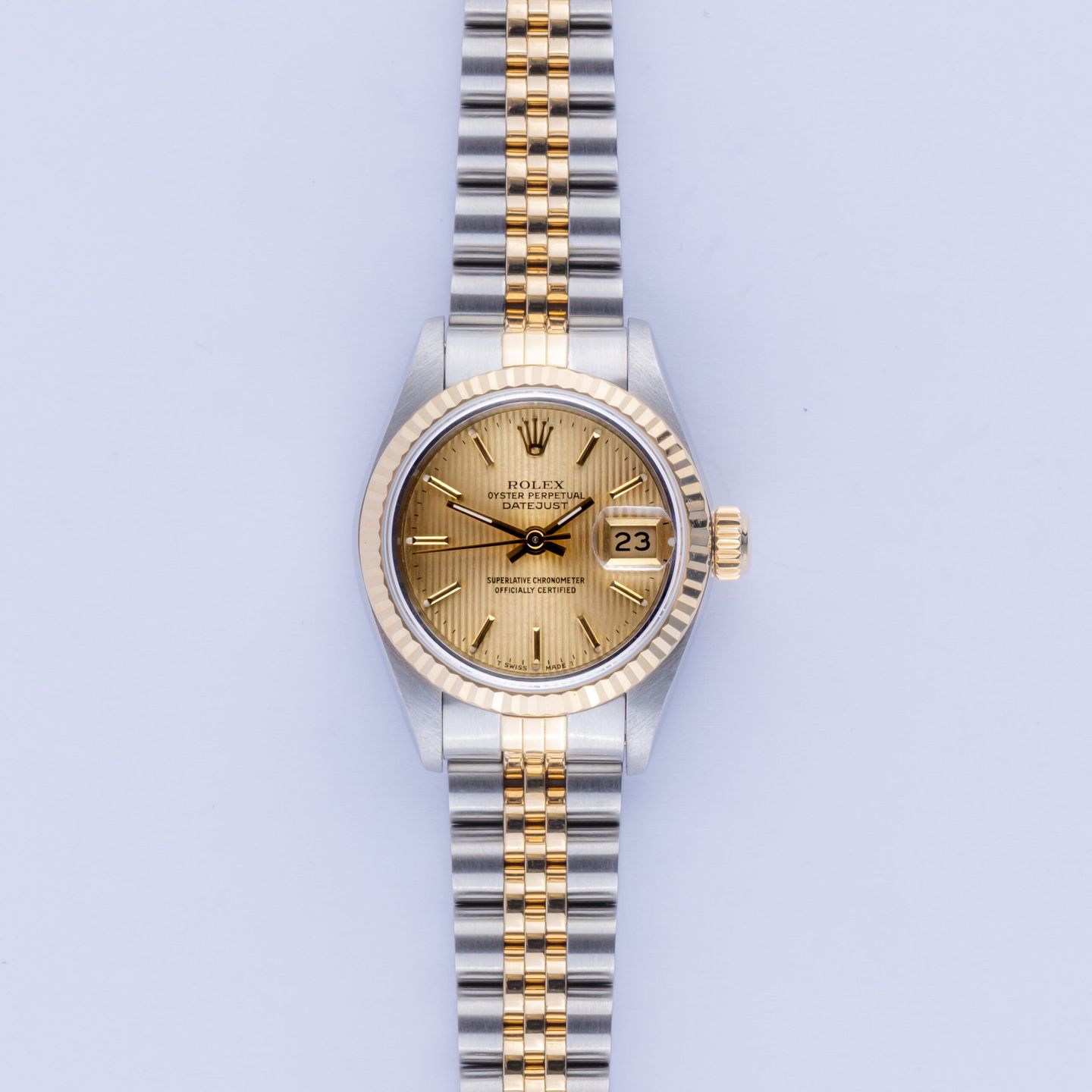 Rolex Lady-Datejust 69173 (1989) - Champagne dial 26 mm Gold/Steel case (3/8)