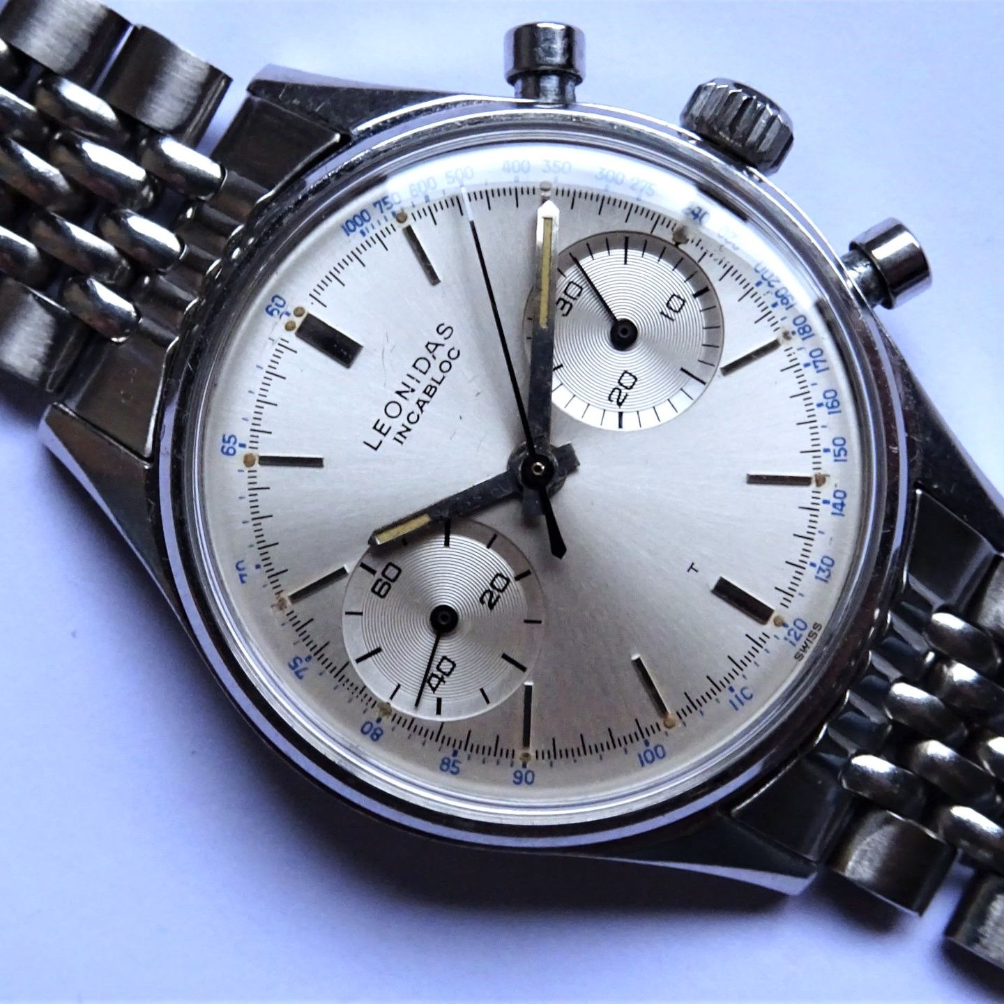 Leonidas Chronograph 3467 (1964) - Zilver wijzerplaat 36mm Staal (2/7)