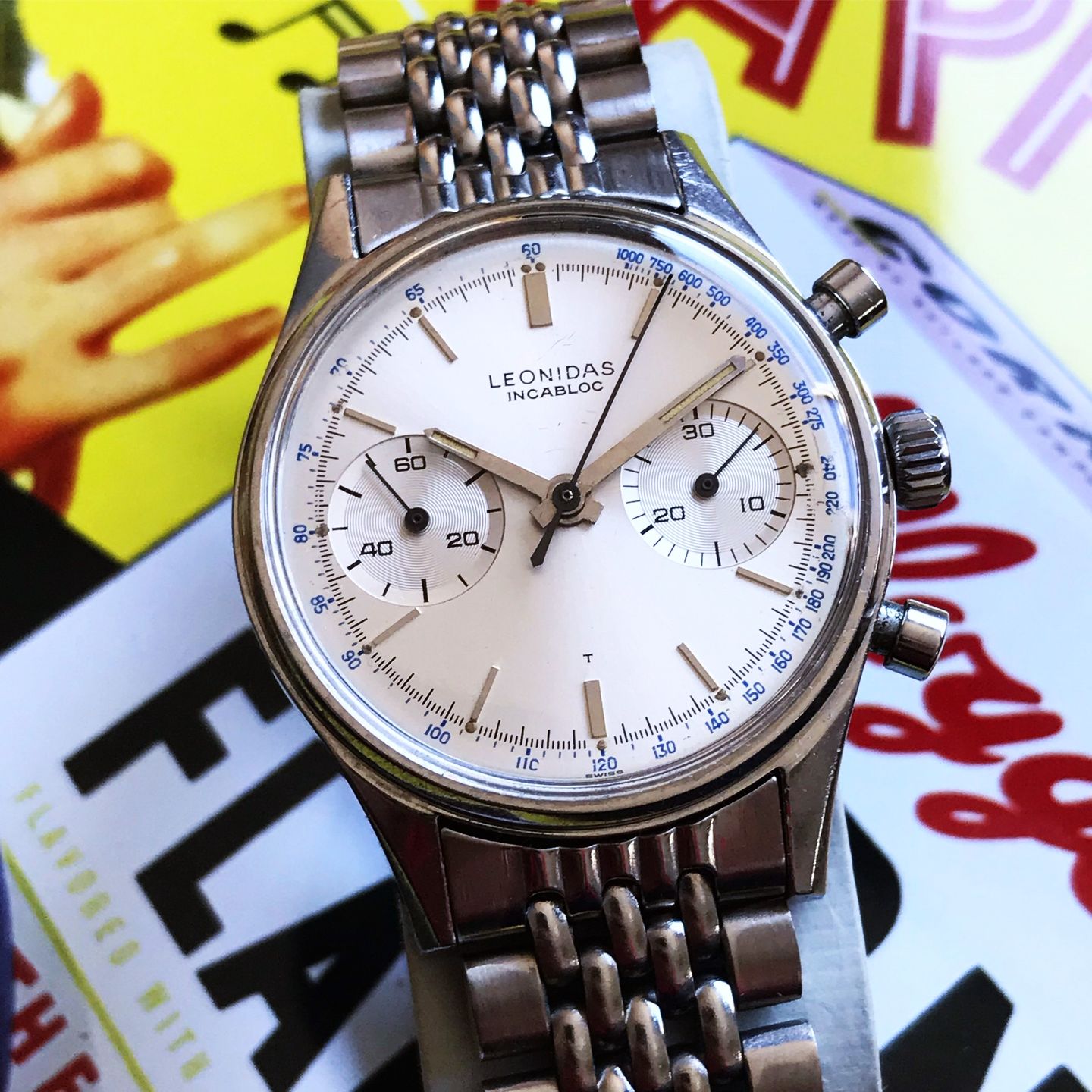 Leonidas Chronograph 3467 (1964) - Zilver wijzerplaat 36mm Staal (3/7)