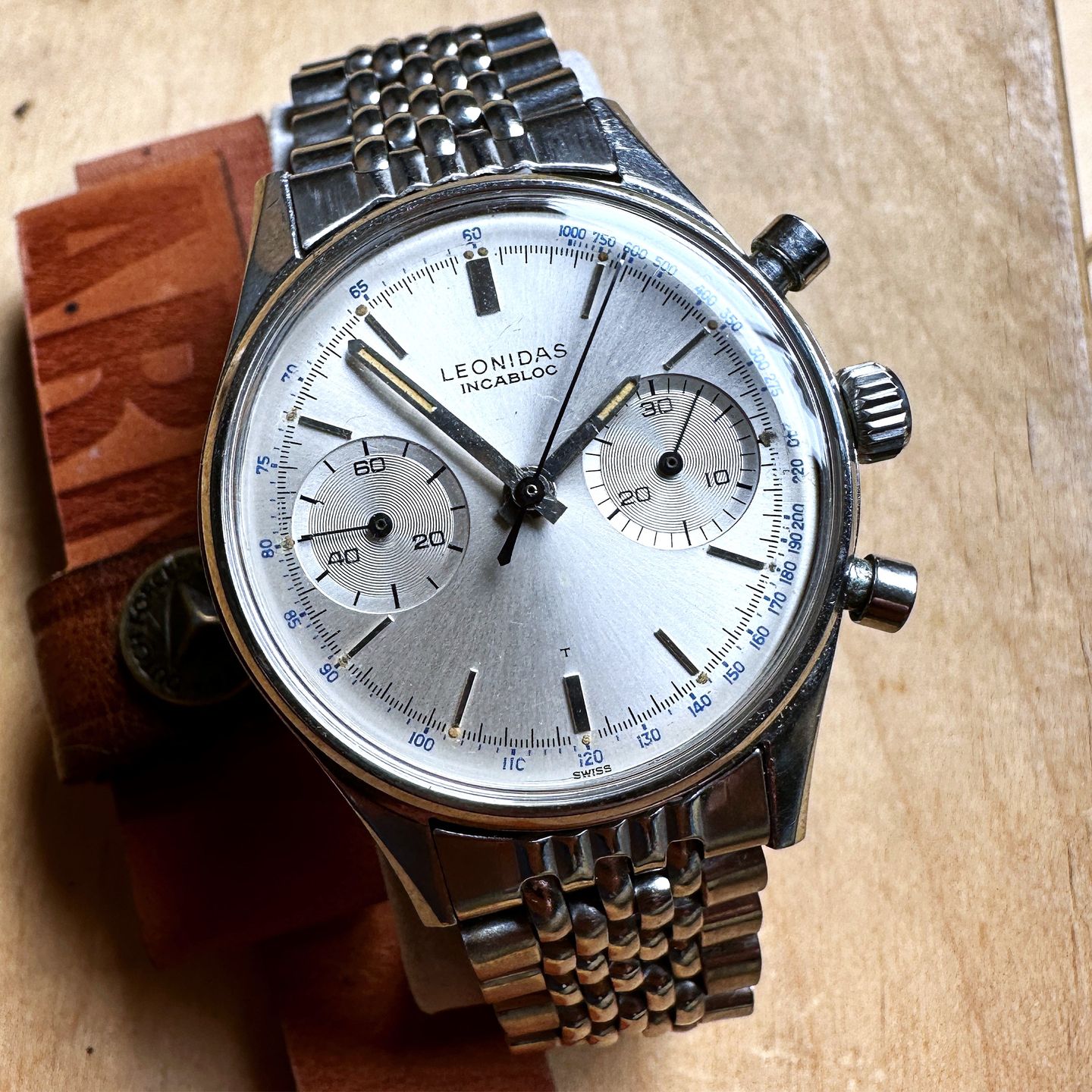 Leonidas Chronograph 3467 (1964) - Zilver wijzerplaat 36mm Staal (4/7)