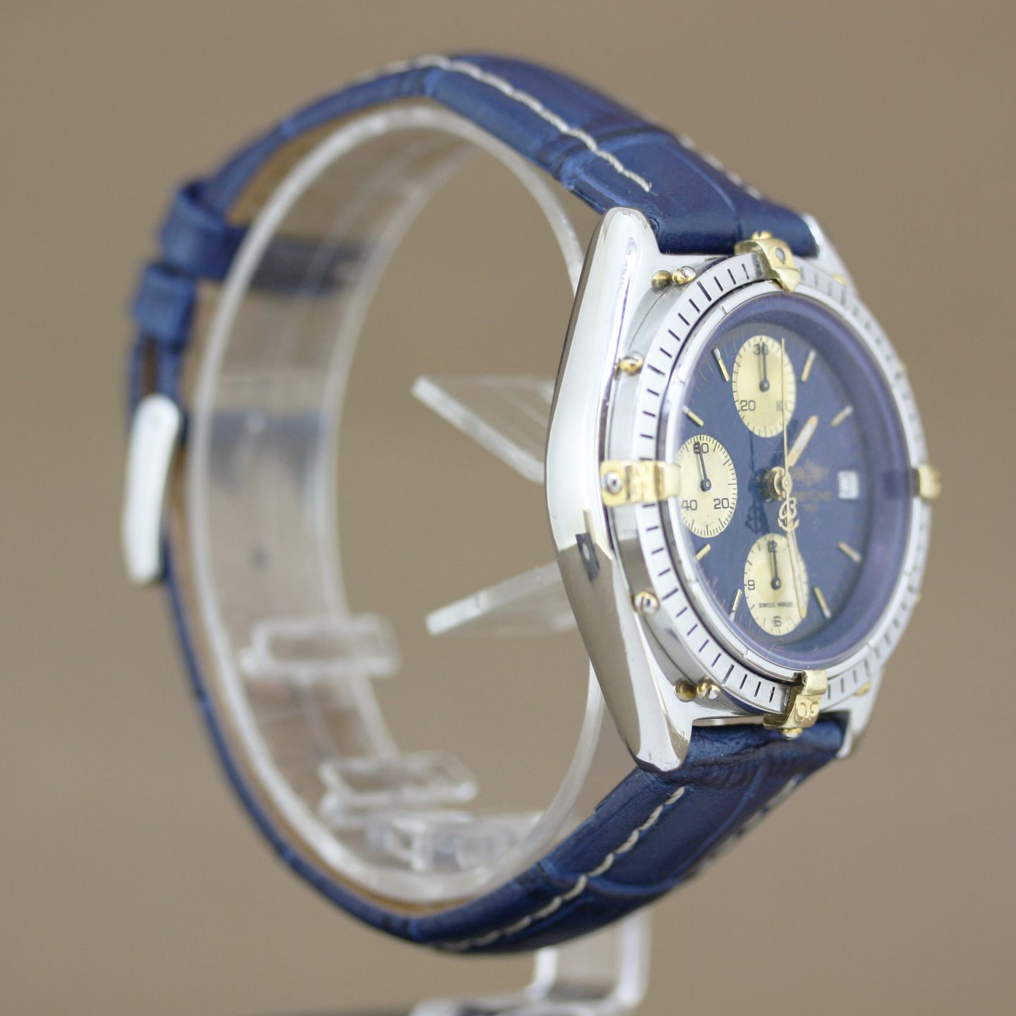 Breitling Chronomat 81950 (1985) - Blue dial 39 mm Gold/Steel case (4/8)