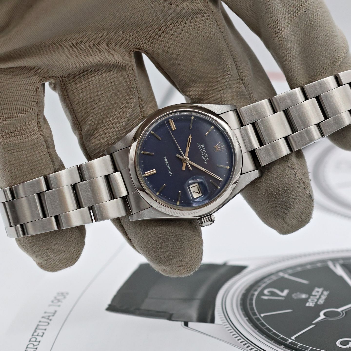 Rolex Oyster Precision 6694 (Unknown (random serial)) - Blue dial 34 mm Steel case (8/8)