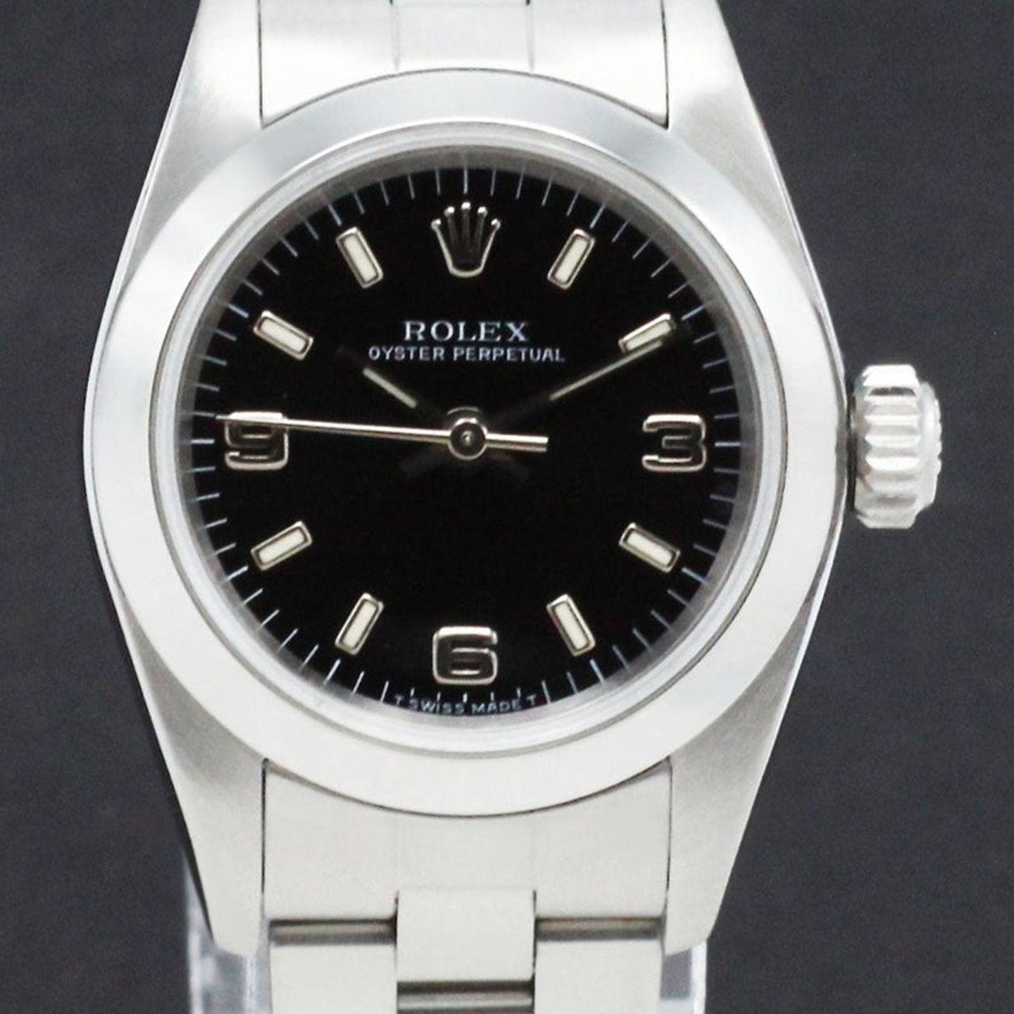 Rolex Oyster Perpetual 67180 (1997) - Black dial 26 mm Steel case (1/7)
