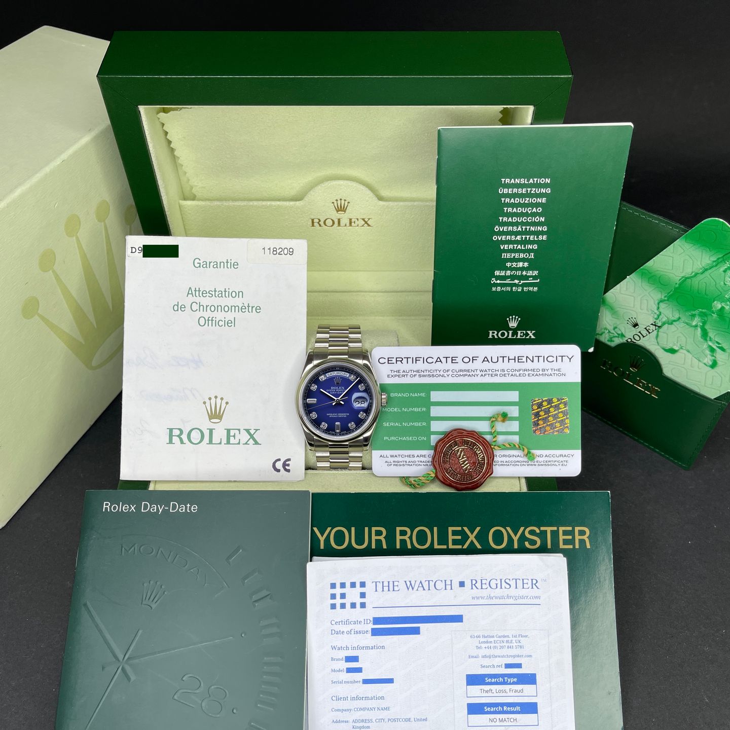 Rolex Day-Date 36 118209 (2006) - Blue dial 36 mm White Gold case (3/8)