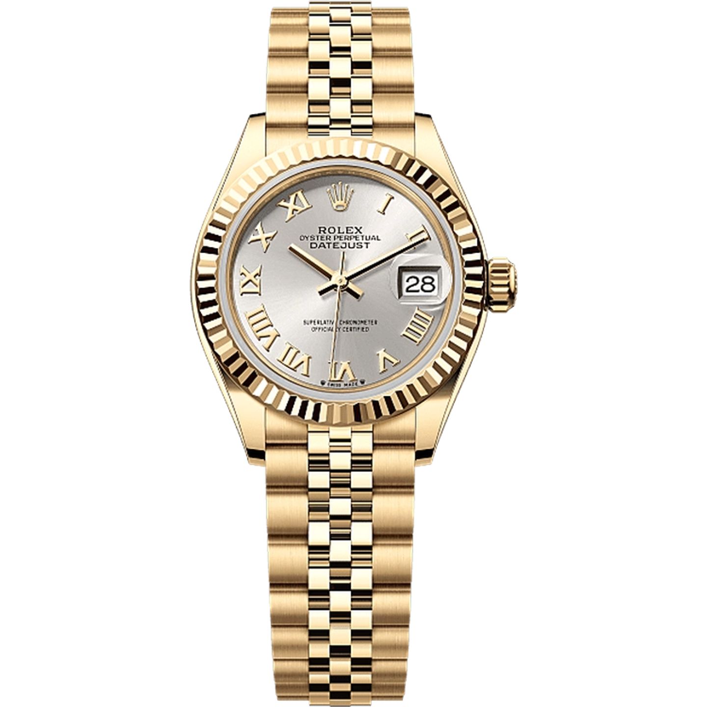Rolex Lady-Datejust 279178 (2025) - Zilver wijzerplaat 28mm Geelgoud (1/1)