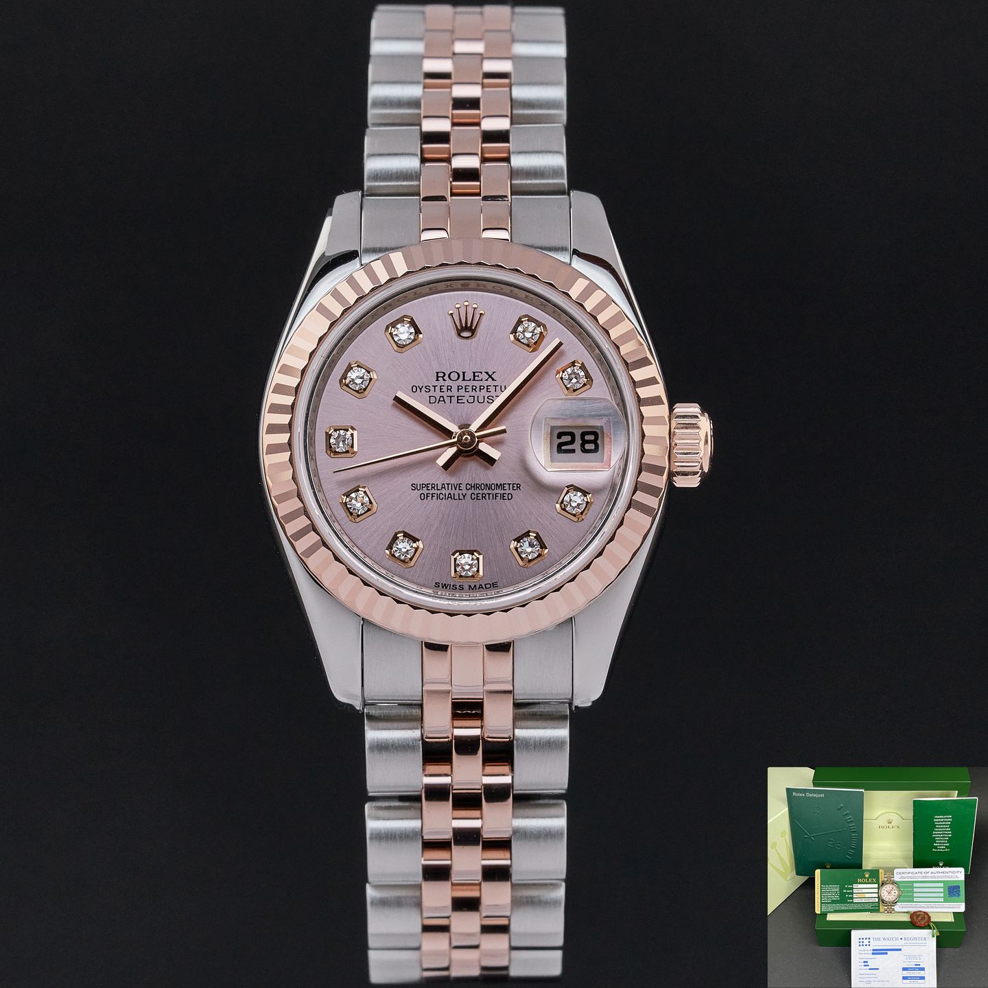 Rolex Lady-Datejust 179171 (2010) - Pink dial 26 mm Gold/Steel case (1/8)