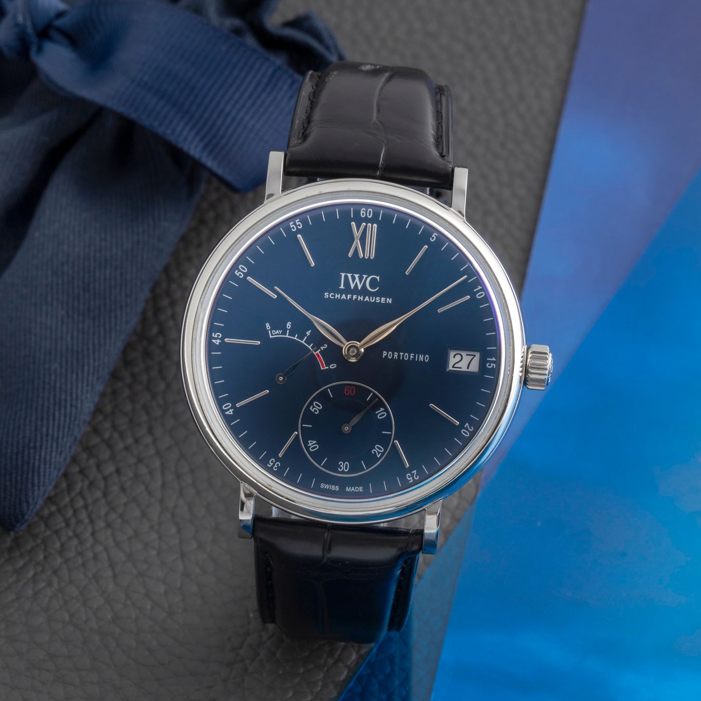 IWC Portofino Hand-Wound IW510106 (Unknown (random serial)) - Blue dial 45 mm Steel case (1/8)
